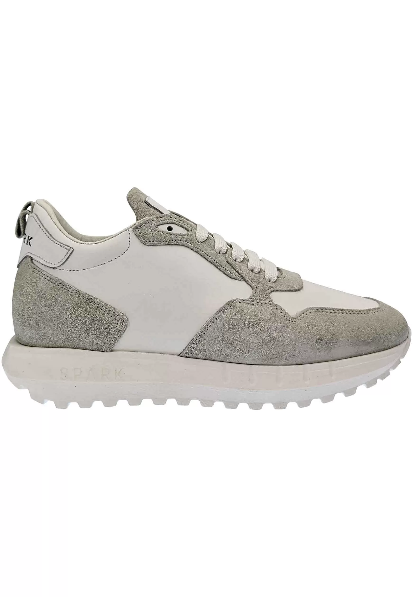 Sneakers Uomo In Pelle E Tessuto Of White Con Fondo Alto In Gomma** Sale