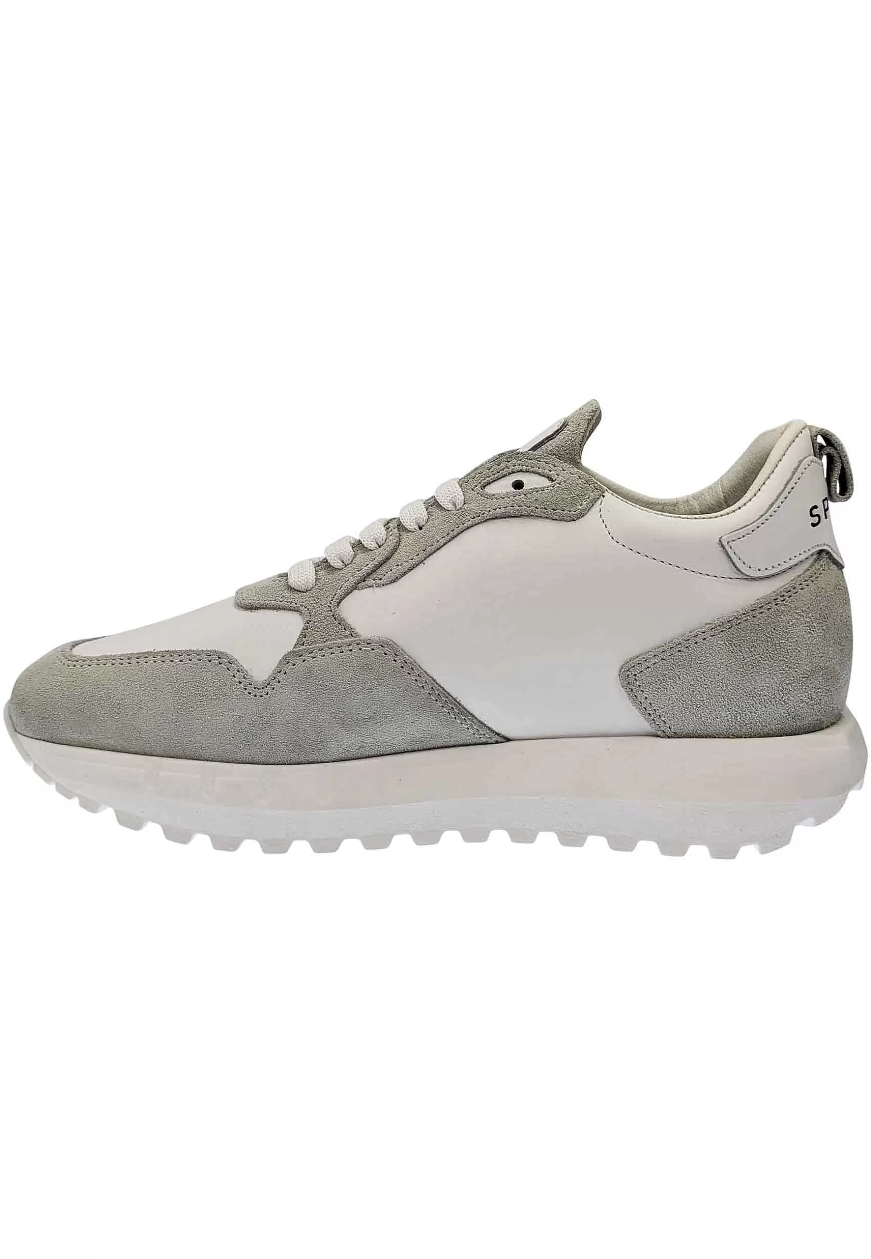 Sneakers Uomo In Pelle E Tessuto Of White Con Fondo Alto In Gomma** Sale