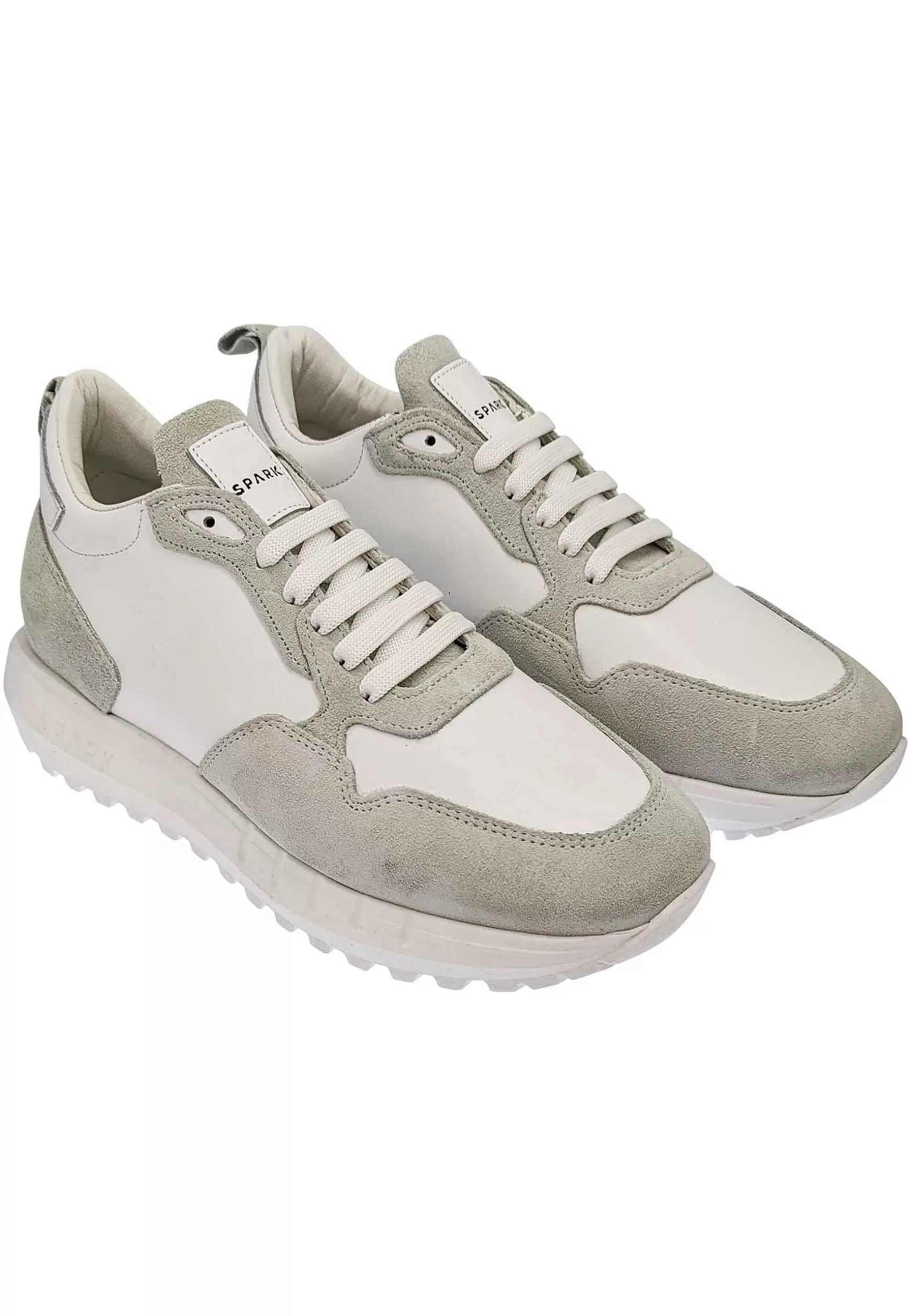 Sneakers Uomo In Pelle E Tessuto Of White Con Fondo Alto In Gomma** Sale