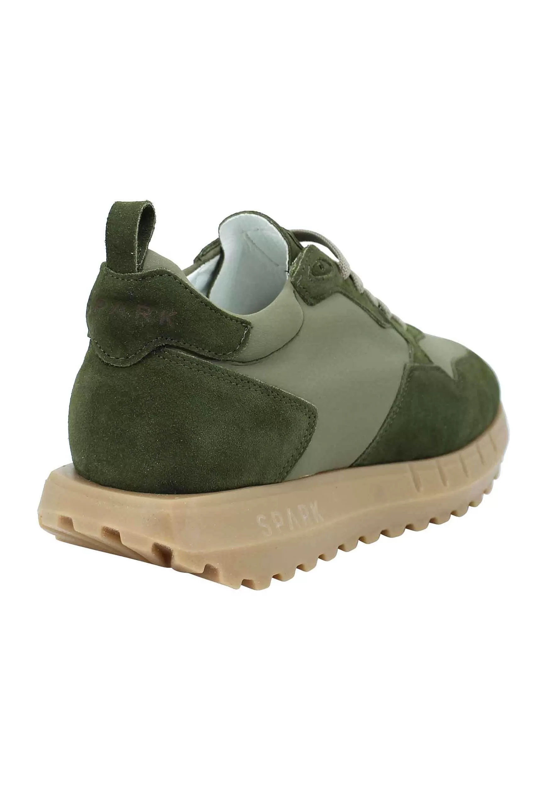 Sneakers Uomo In Pelle E Tessuto Verde Militare Con Fondo Alto In Gomma** Fashion