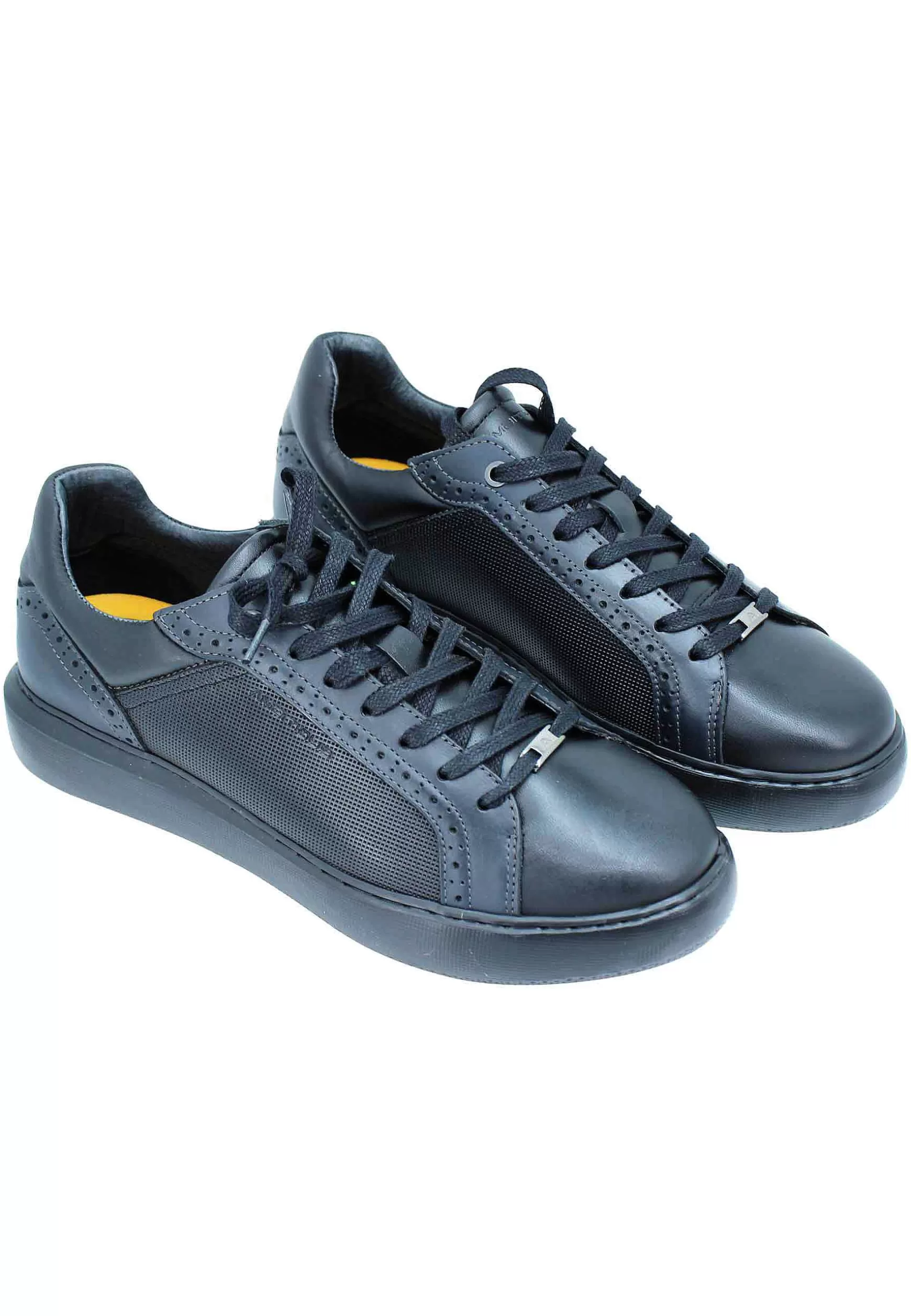 Sneakers Uomo In Pelle Nera Con Fondo Alto In Tinta Ultraleggero*Ambitious Outlet