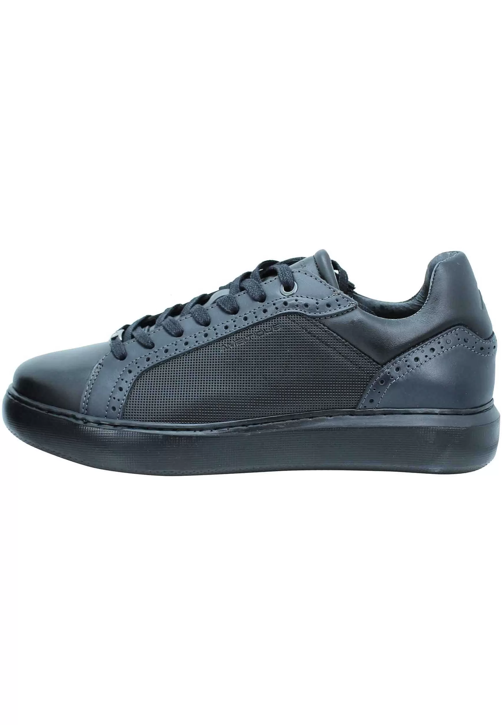 Sneakers Uomo In Pelle Nera Con Fondo Alto In Tinta Ultraleggero*Ambitious Outlet