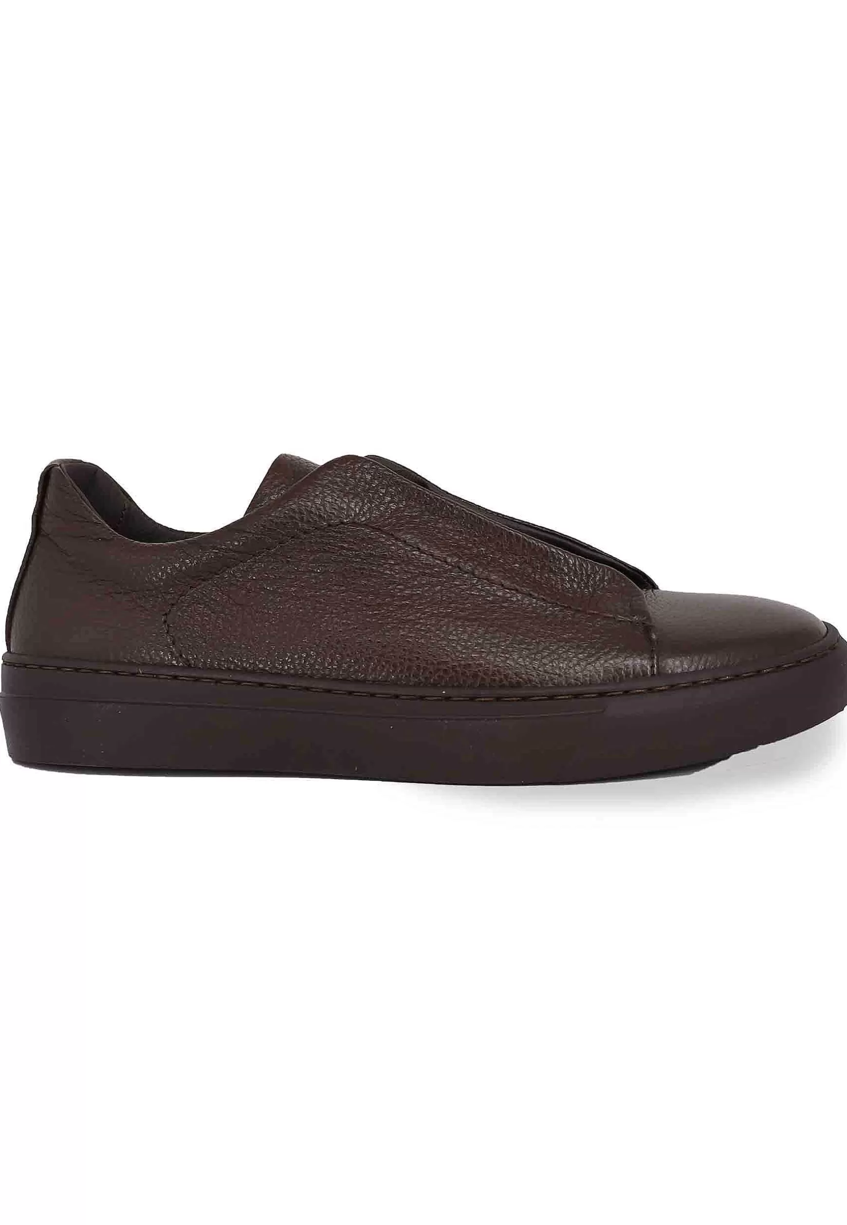 Sneakers Uomo In Pelle Testa Di Moro Con Elastici** Cheap