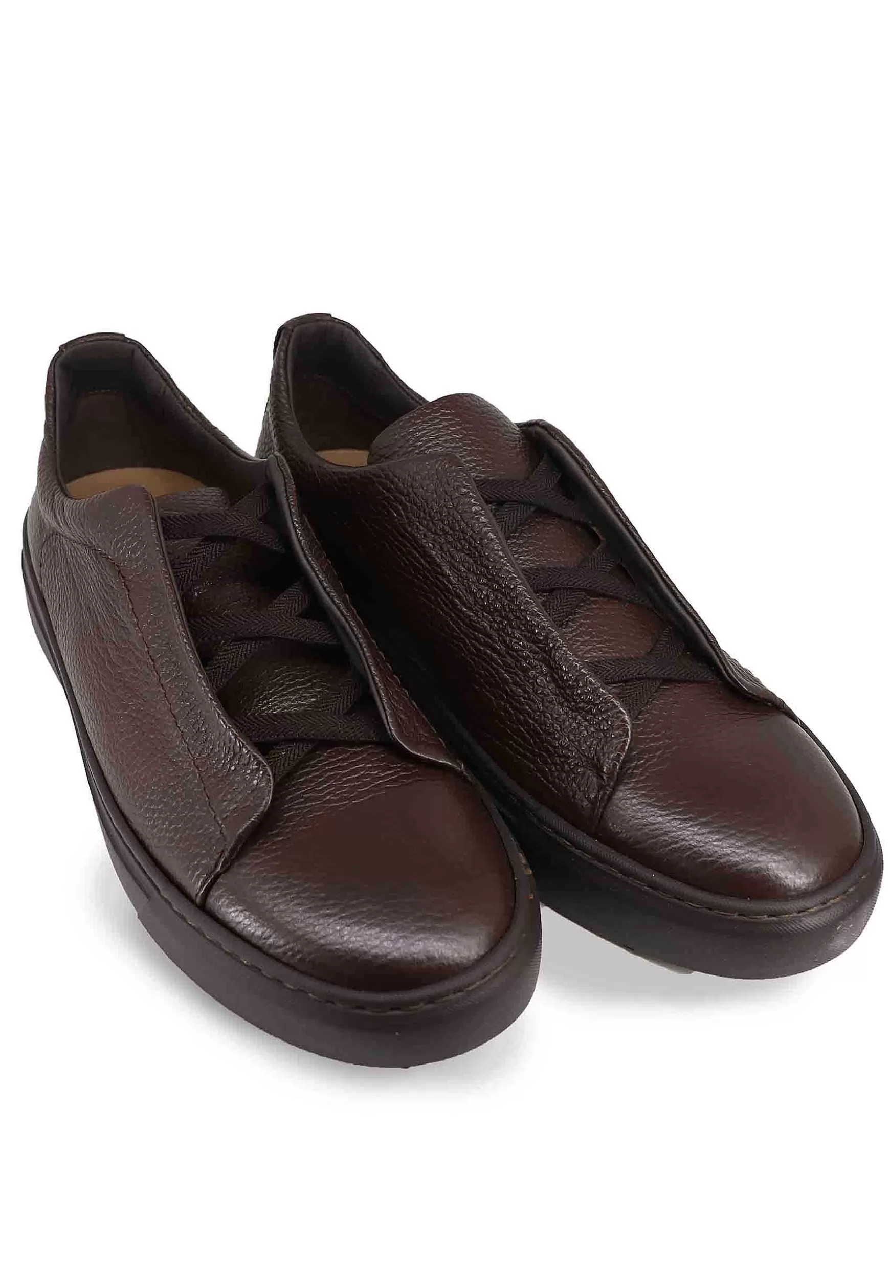 Sneakers Uomo In Pelle Testa Di Moro Con Elastici** Cheap