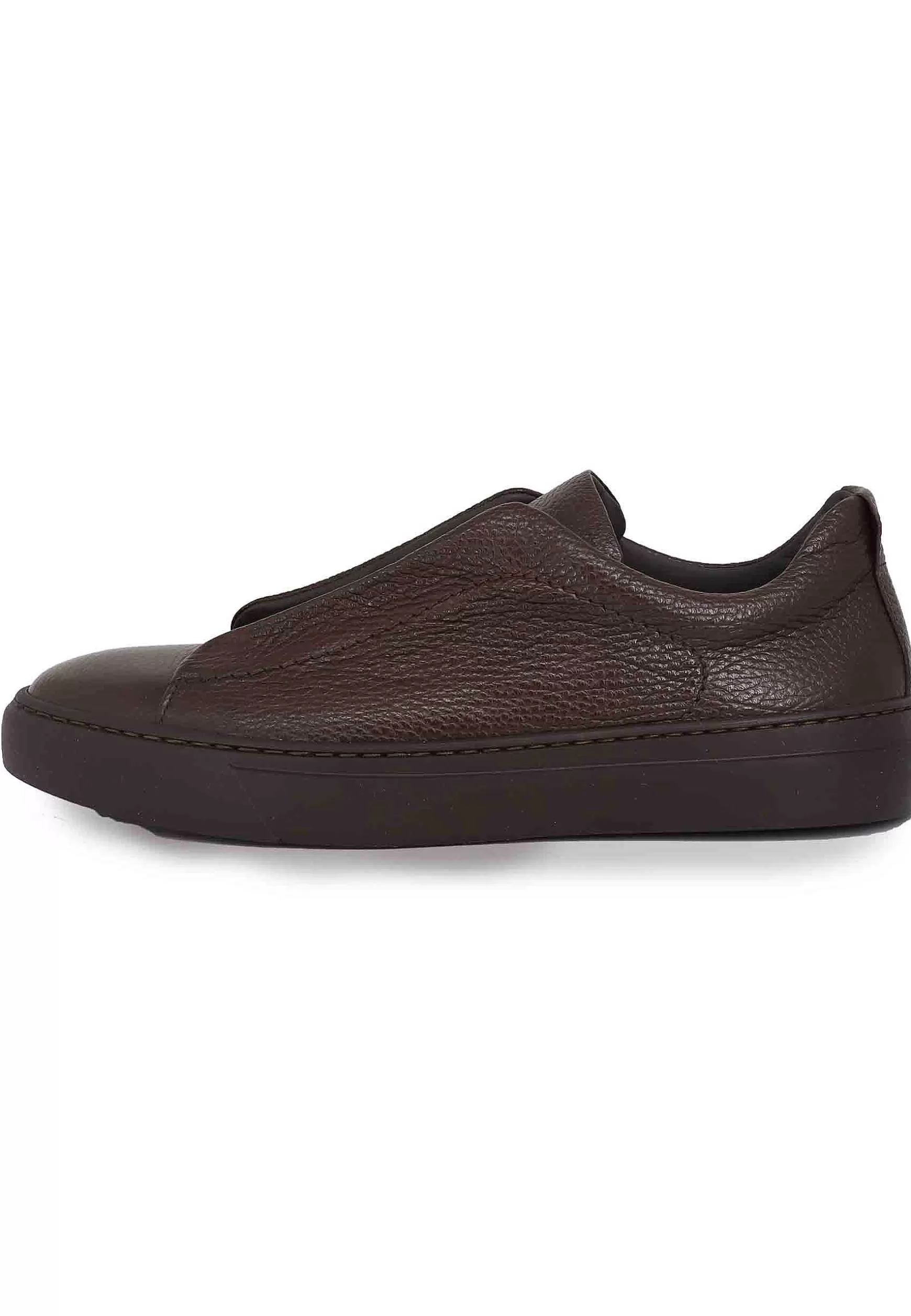 Sneakers Uomo In Pelle Testa Di Moro Con Elastici** Cheap