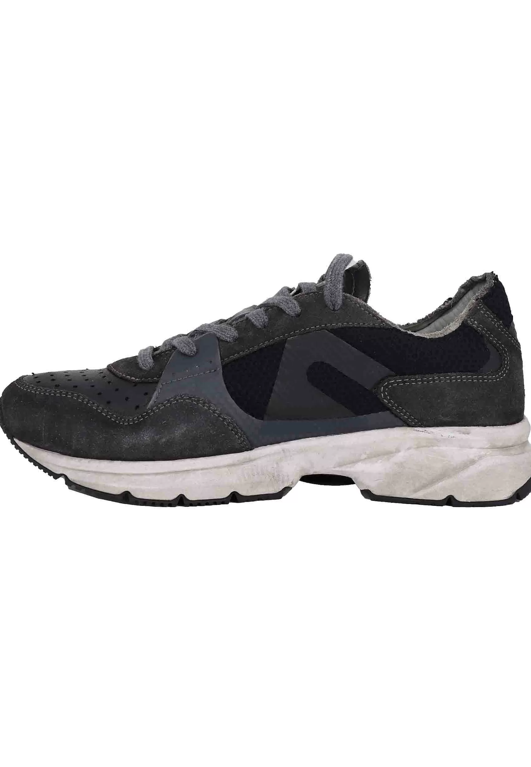 Sneakers Uomo In Tessuto Tecnico E Pelle Nera Con Suola Vibram*Atala Store