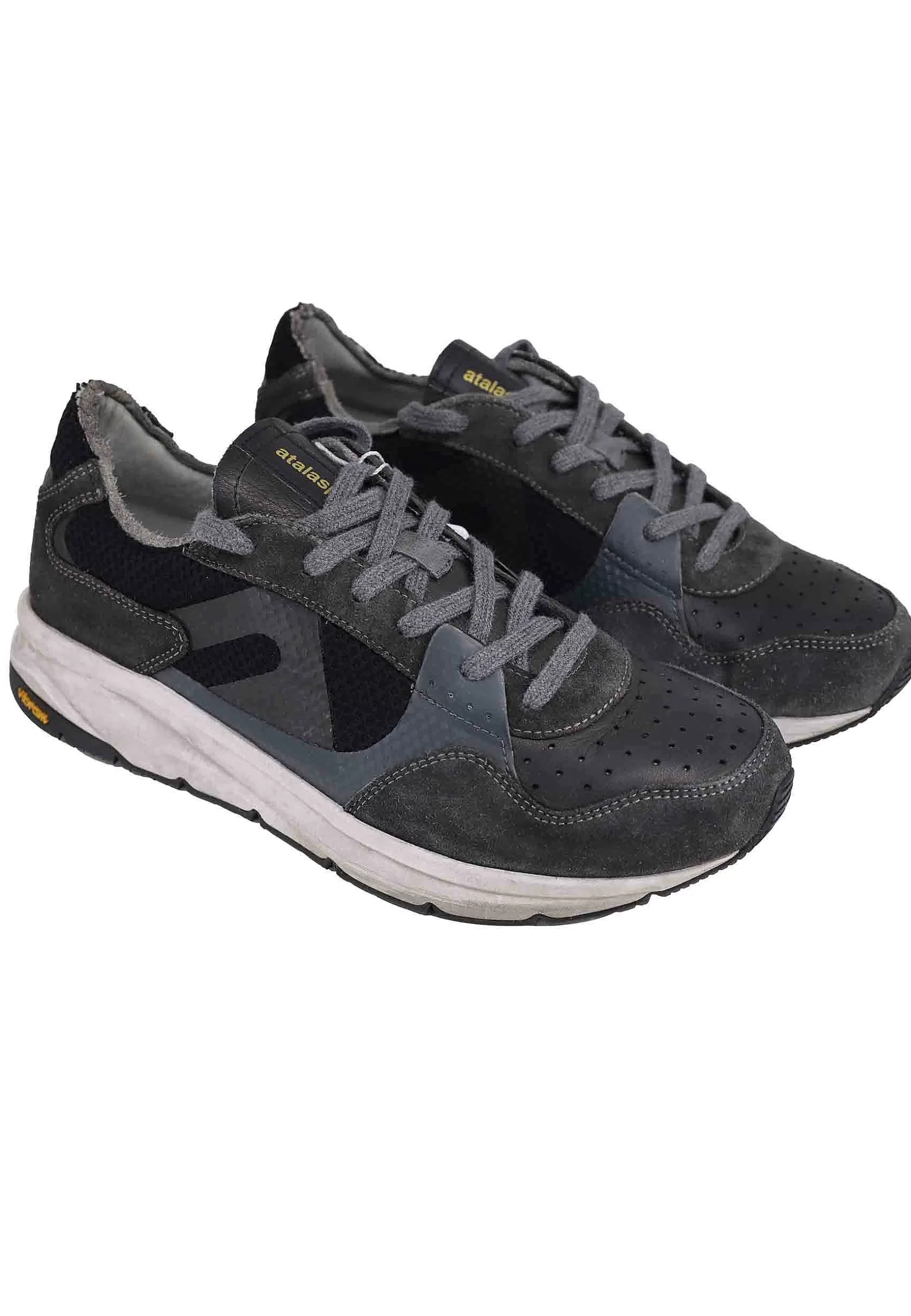 Sneakers Uomo In Tessuto Tecnico E Pelle Nera Con Suola Vibram*Atala Store