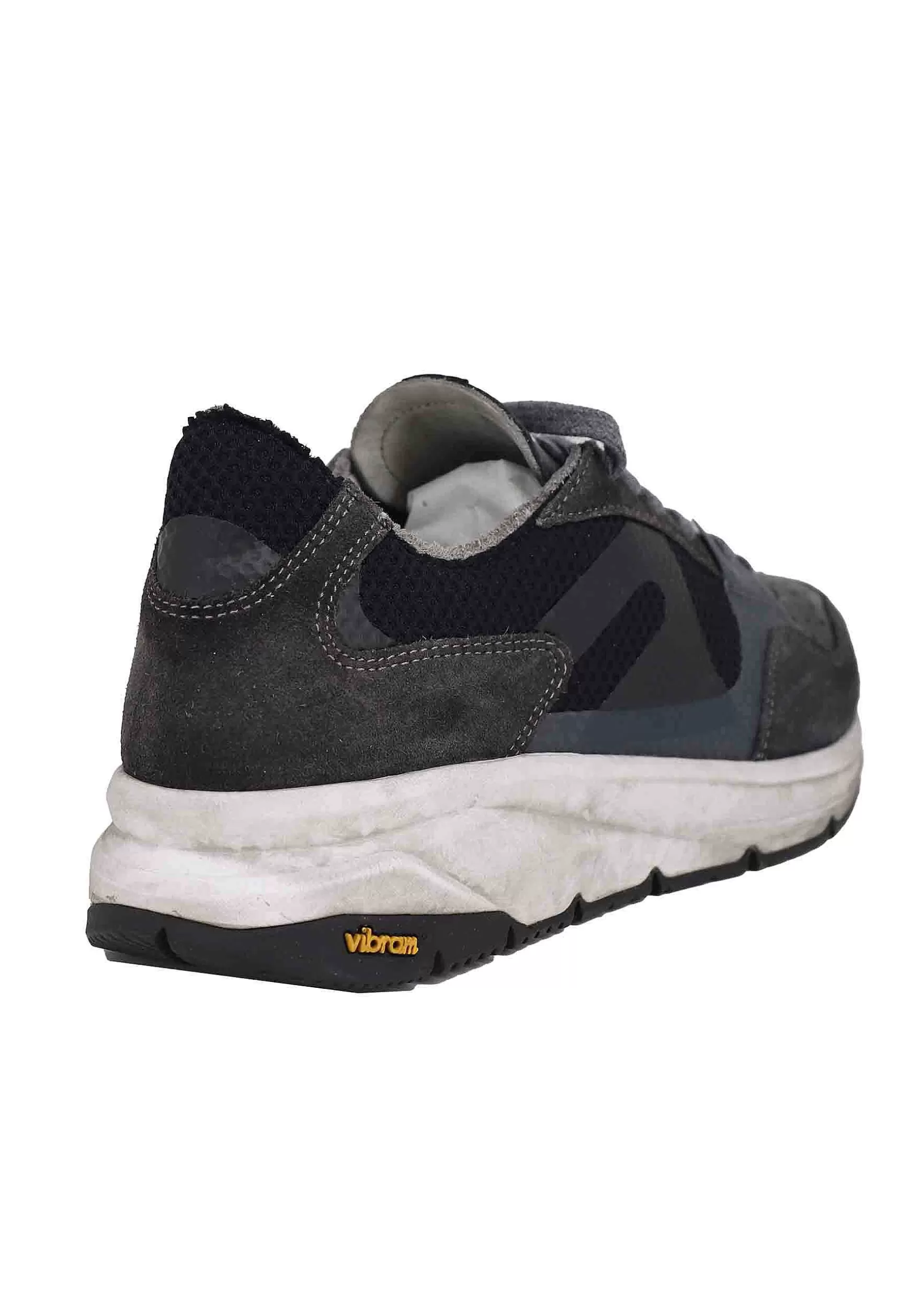 Sneakers Uomo In Tessuto Tecnico E Pelle Nera Con Suola Vibram*Atala Store