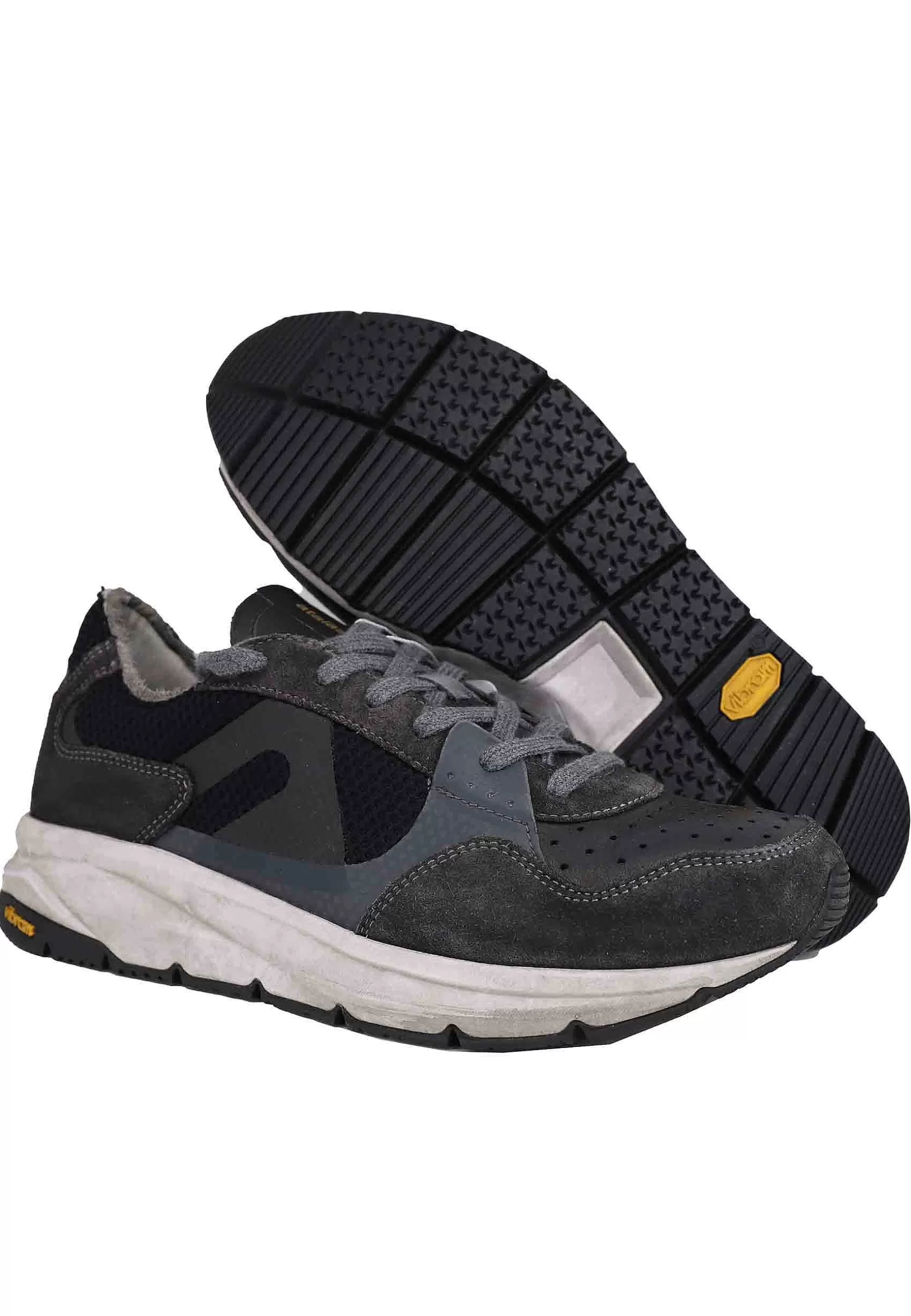 Sneakers Uomo In Tessuto Tecnico E Pelle Nera Con Suola Vibram*Atala Store