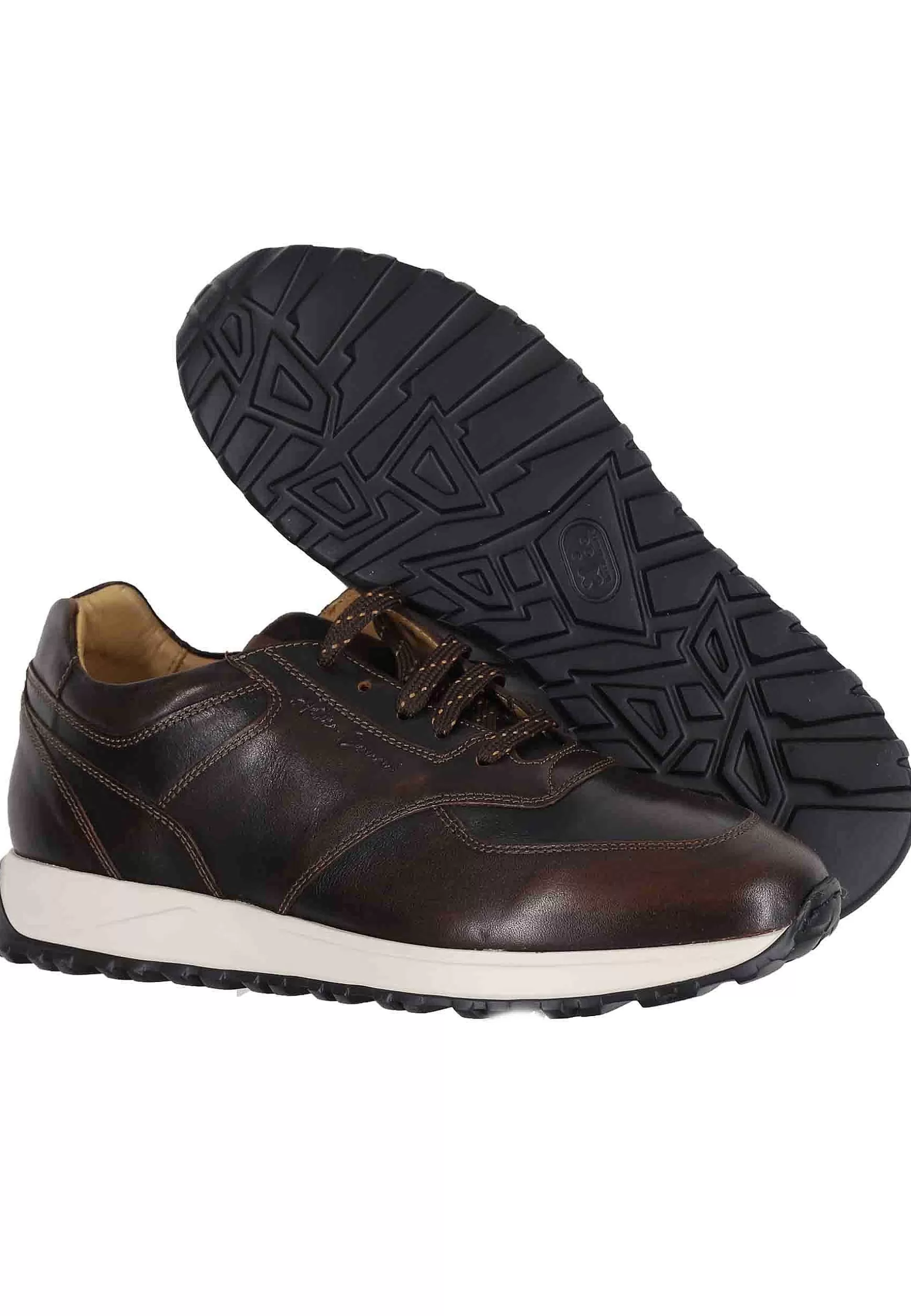 Sneakes Da Uomo In Pelle Marrone Con Suola In Gomma*Antica Cuoieria Hot