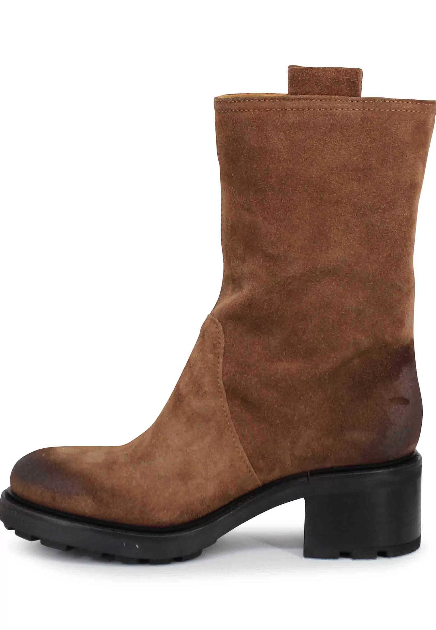 Stivaletti Anfibi Donna In Camoscio Vintage Cuoio*Gio + Best