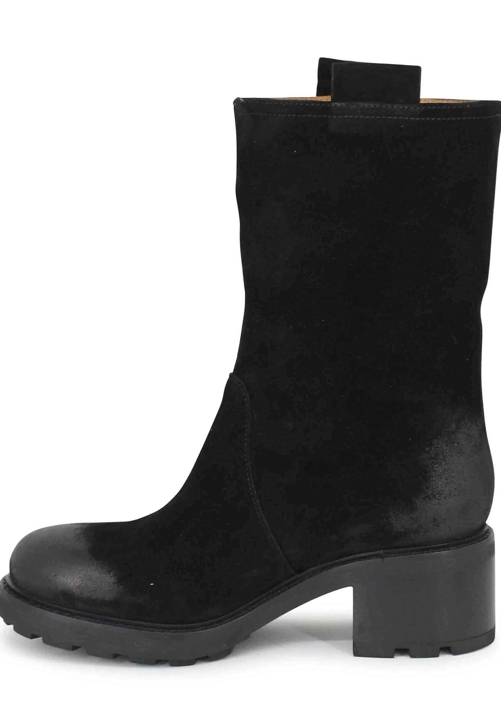Stivaletti Anfibi Donna In Camoscio Vintage Nero*Gio + Hot
