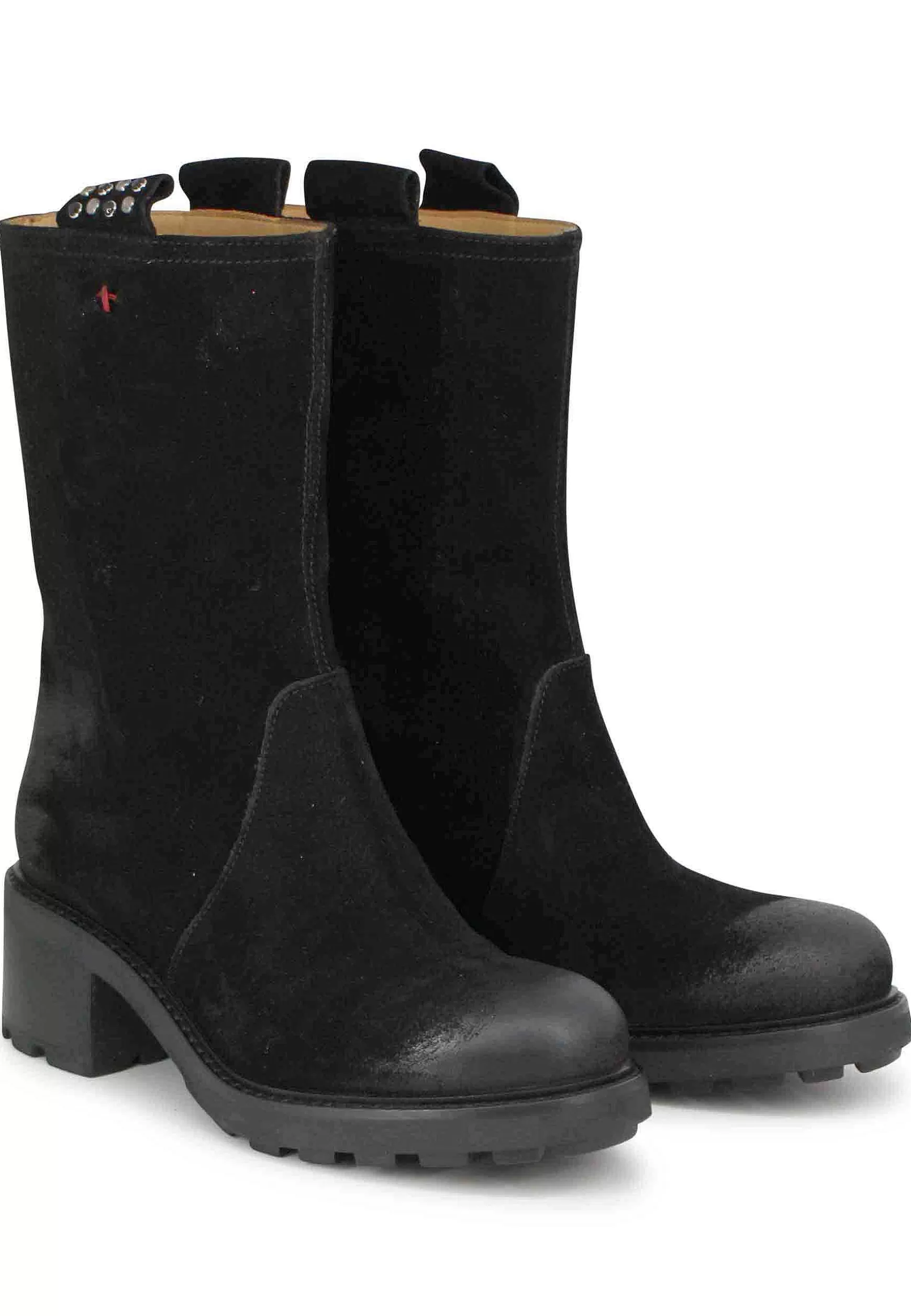 Stivaletti Anfibi Donna In Camoscio Vintage Nero*Gio + Hot