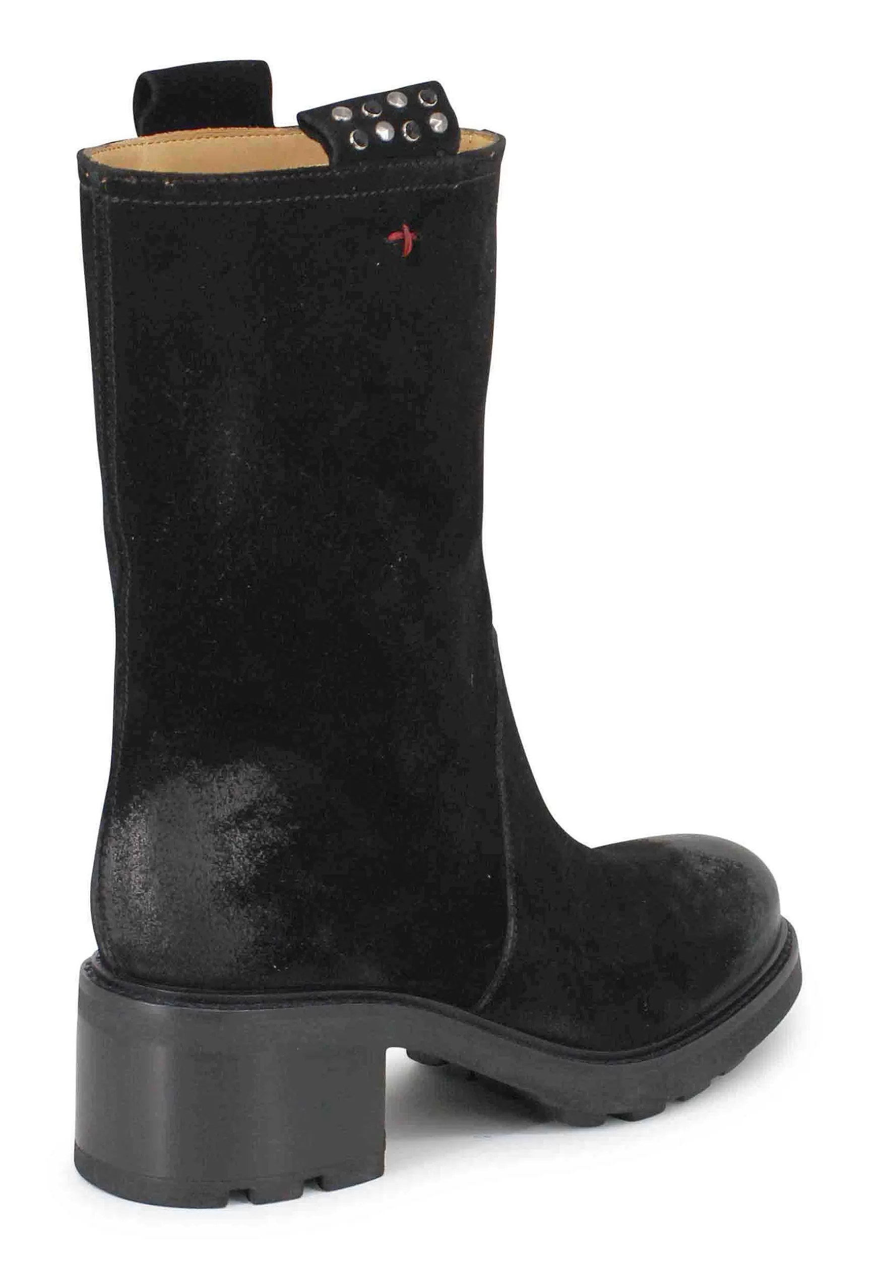 Stivaletti Anfibi Donna In Camoscio Vintage Nero*Gio + Hot