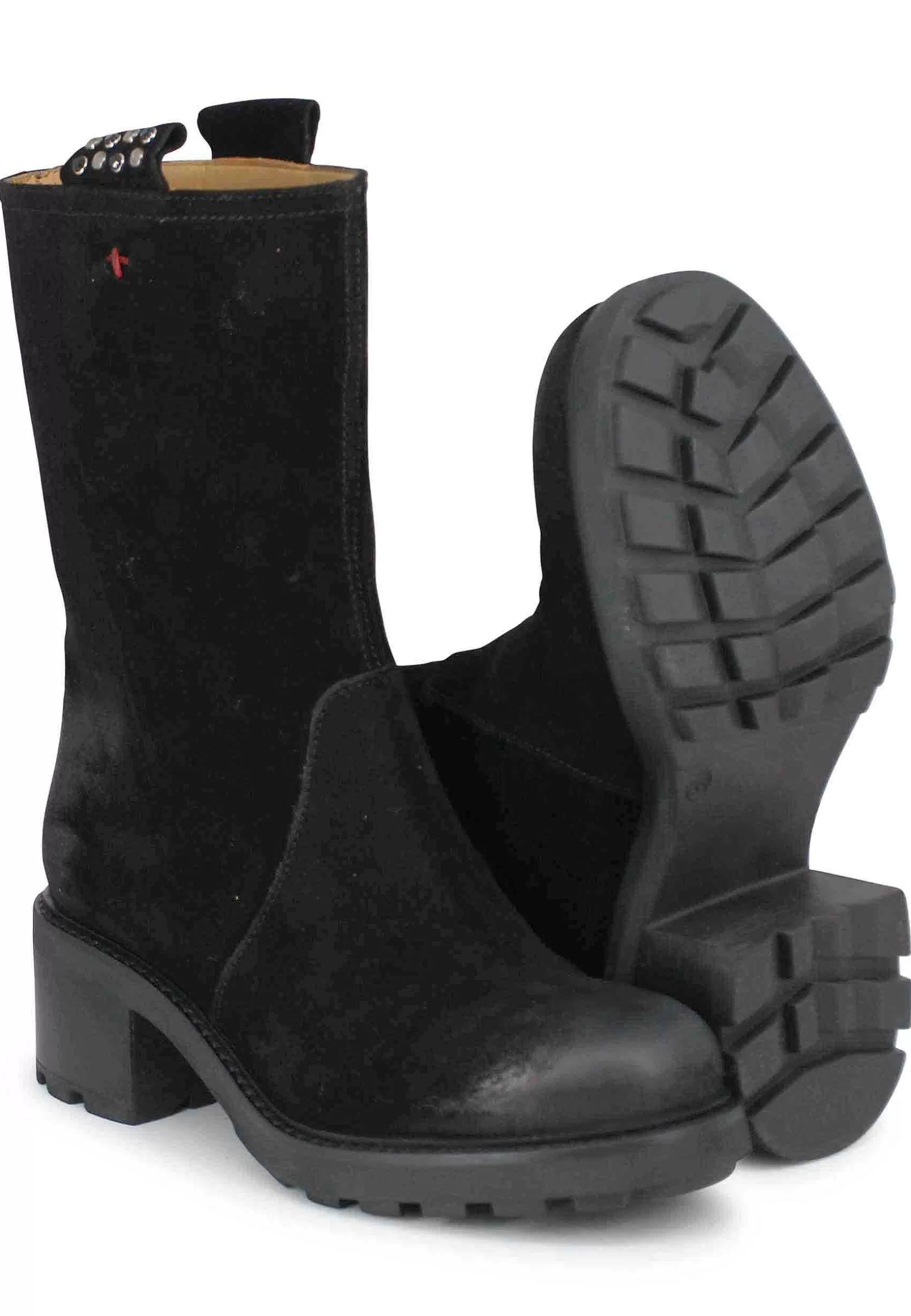 Stivaletti Anfibi Donna In Camoscio Vintage Nero*Gio + Hot