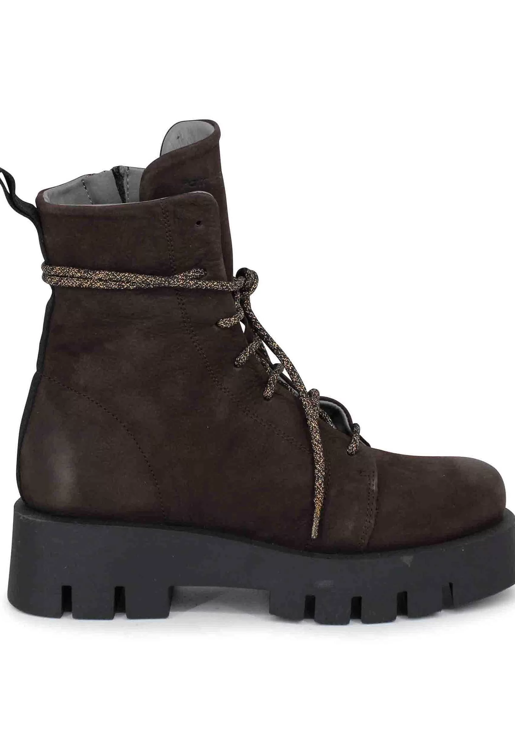 Stivaletti Anfibi Donna In Pelle Ingrassata Testa Di Moro*Patrizia Bonfanti Best Sale