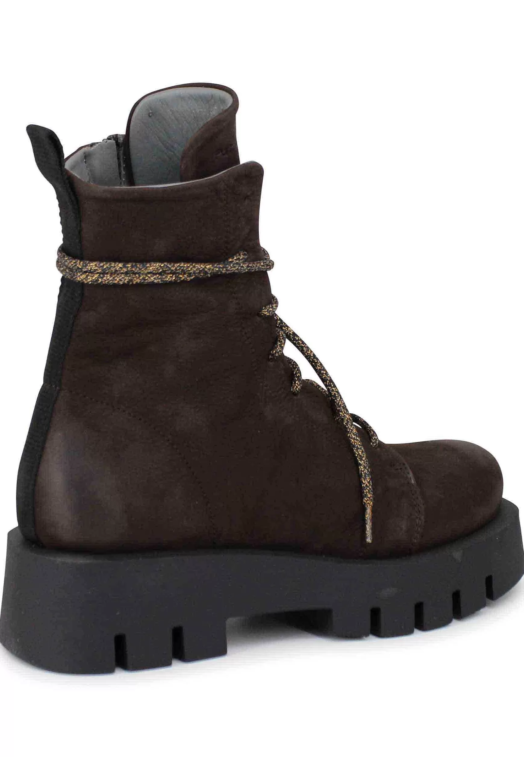 Stivaletti Anfibi Donna In Pelle Ingrassata Testa Di Moro*Patrizia Bonfanti Best Sale