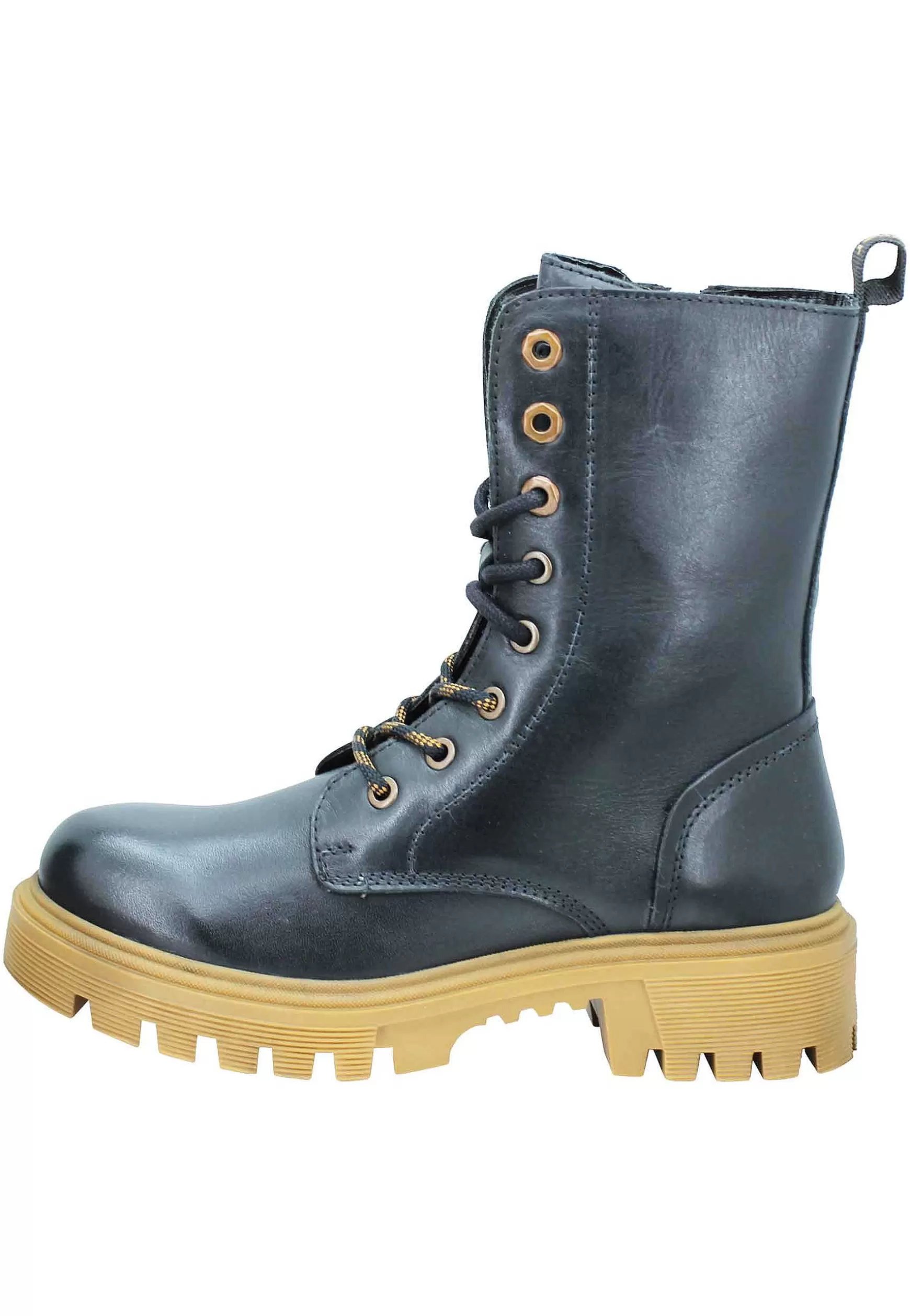 Stivaletti Anfibi Donna Seattle Lace Hight In Pelle Nera Con Fondo Carrarmato*Wrangler Shop