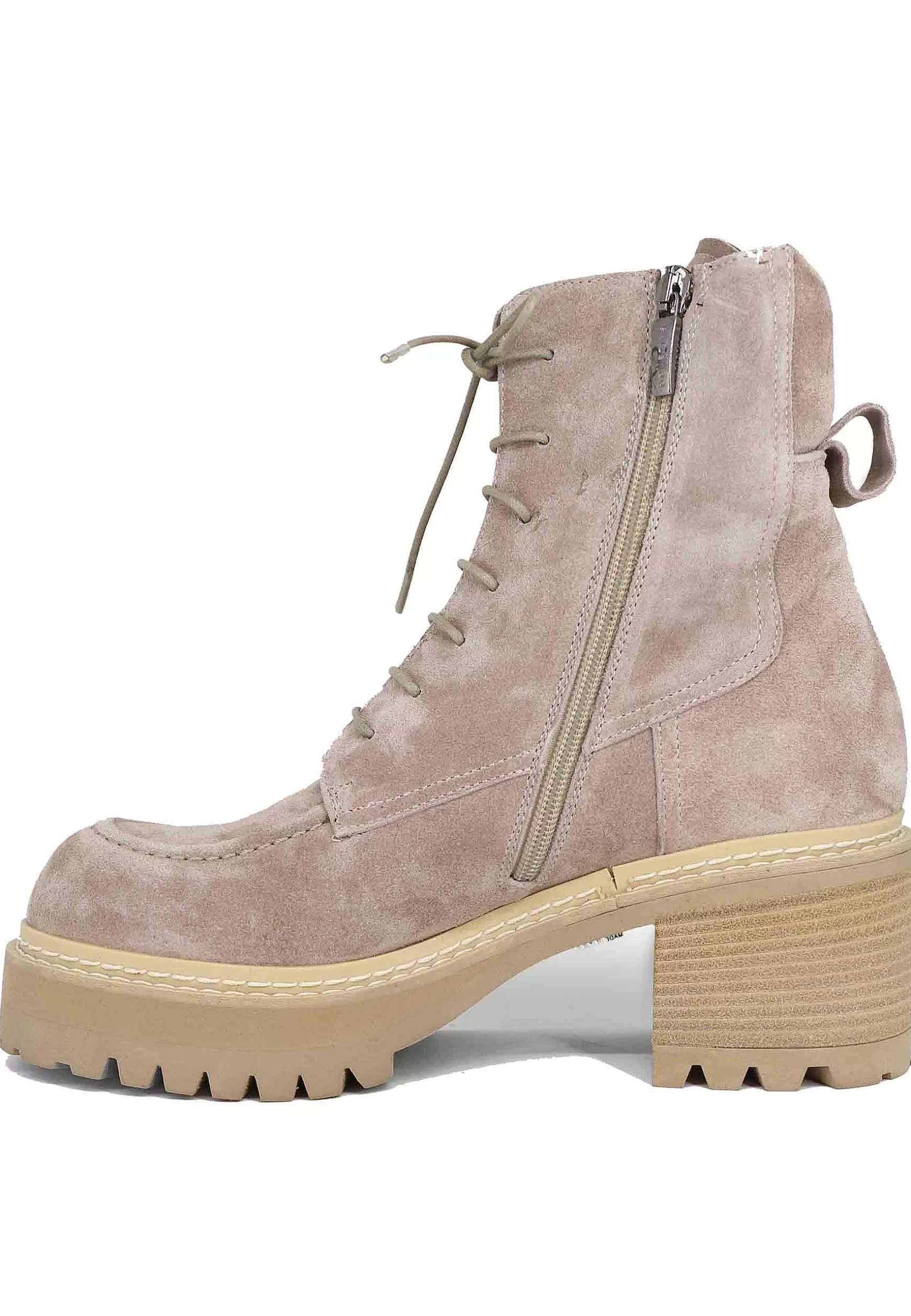 Stivaletti Anfibi Stringati Donna In Camoscio Grigio Con Tacco E Suola Carrarmato*Laura Bellariva Cheap
