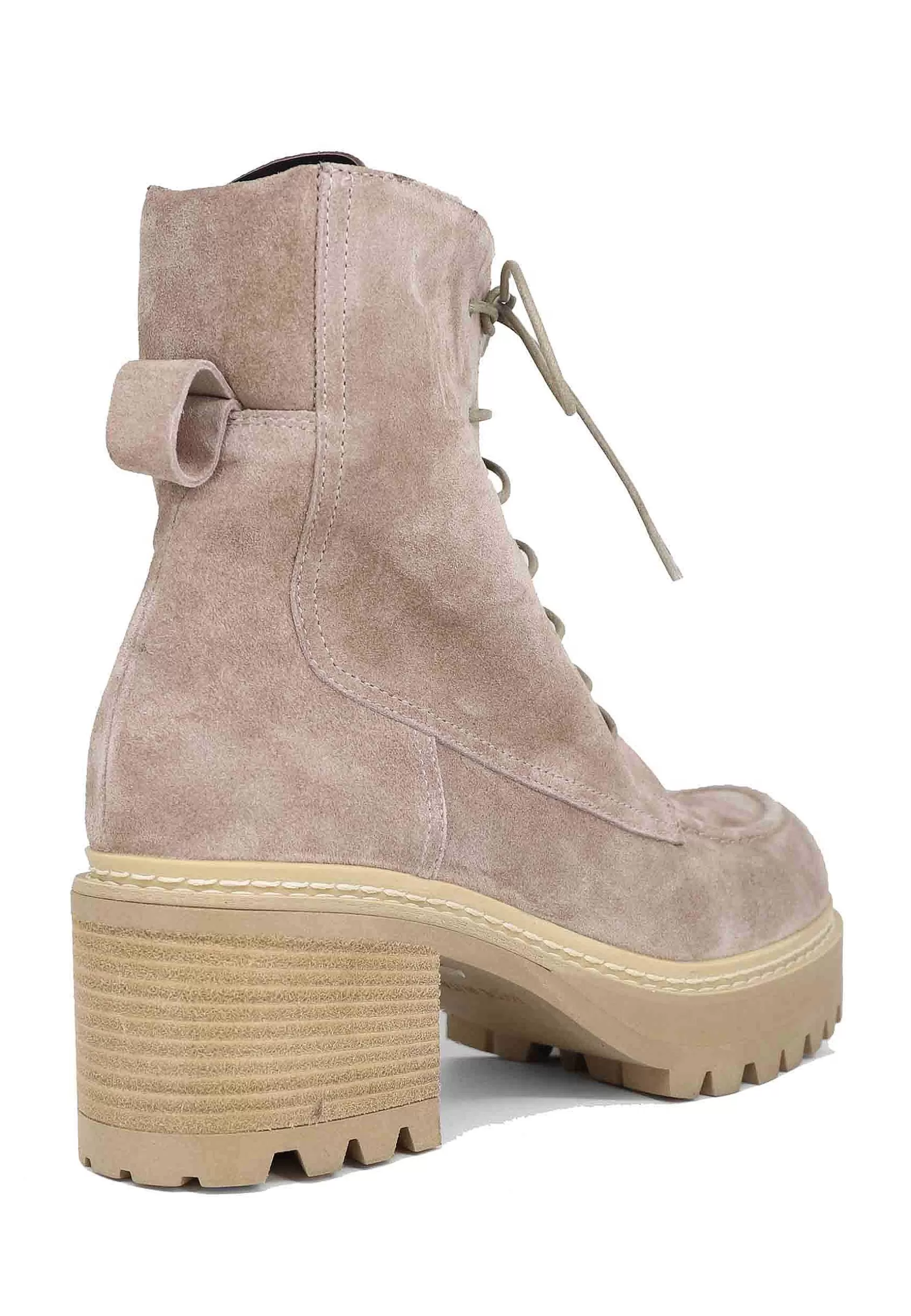 Stivaletti Anfibi Stringati Donna In Camoscio Grigio Con Tacco E Suola Carrarmato*Laura Bellariva Cheap