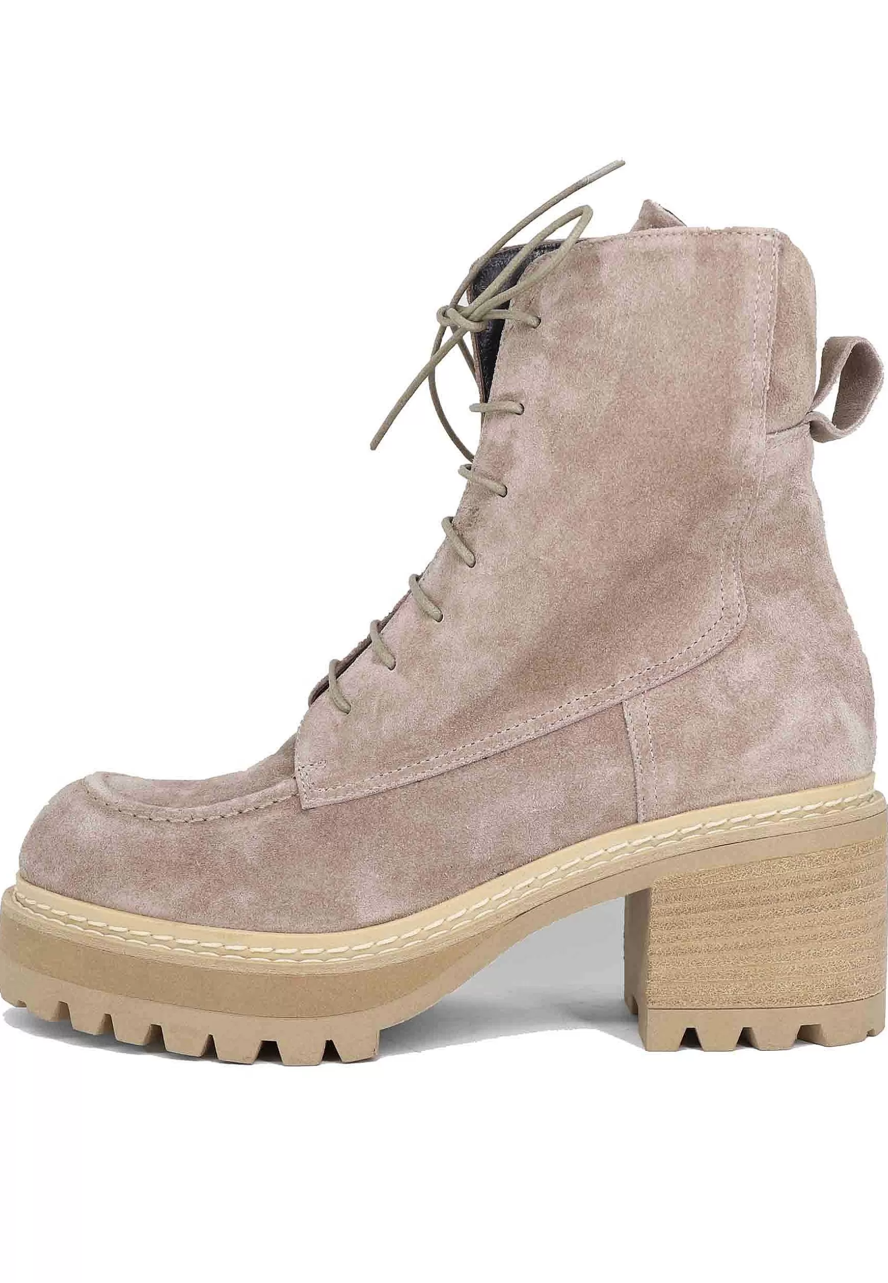 Stivaletti Anfibi Stringati Donna In Camoscio Grigio Con Tacco E Suola Carrarmato*Laura Bellariva Cheap