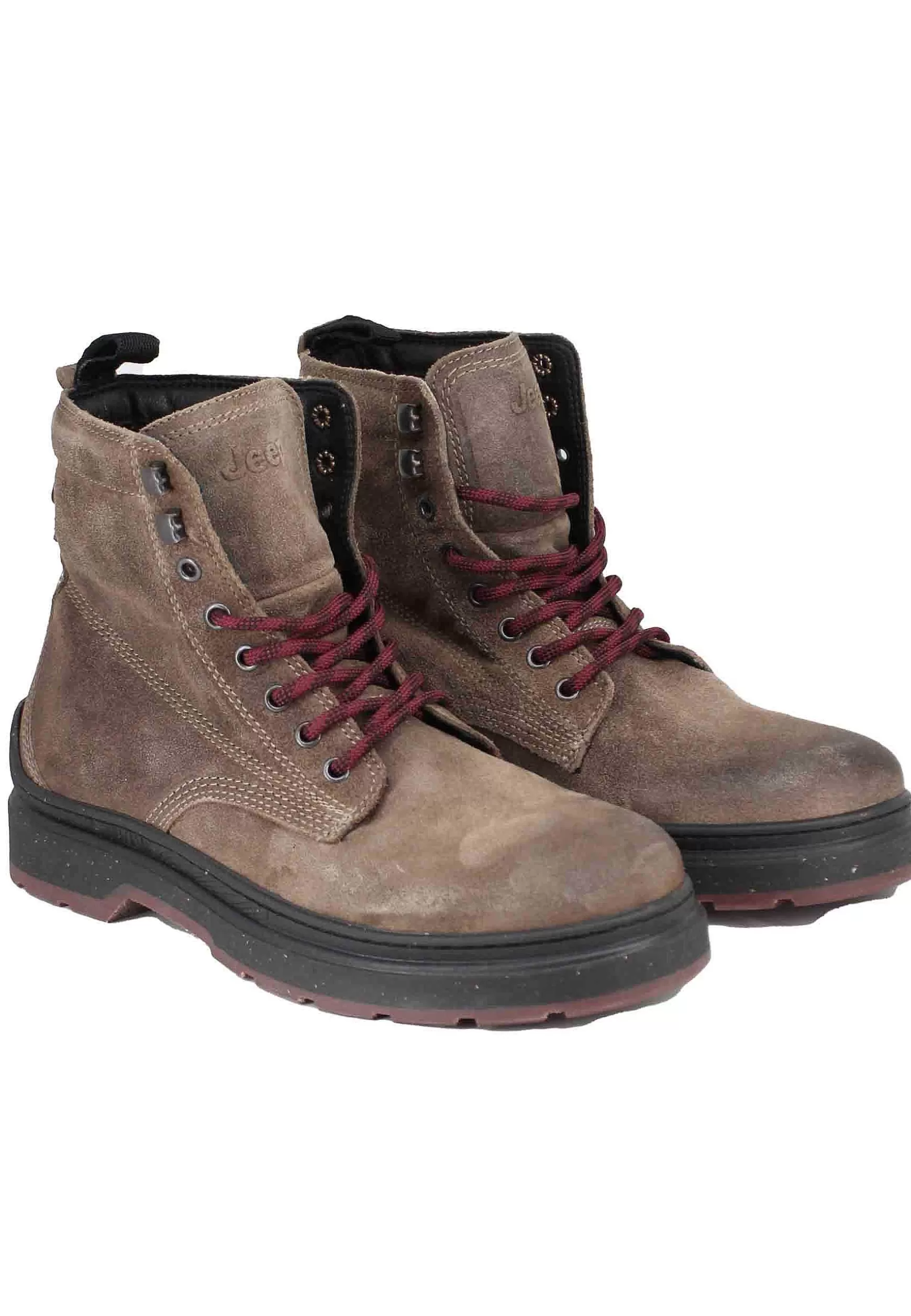 Stivaletti Anfibi Uomo In Camoscio Vintage Taupe Red Rock Boot Suede*Jeep Cheap
