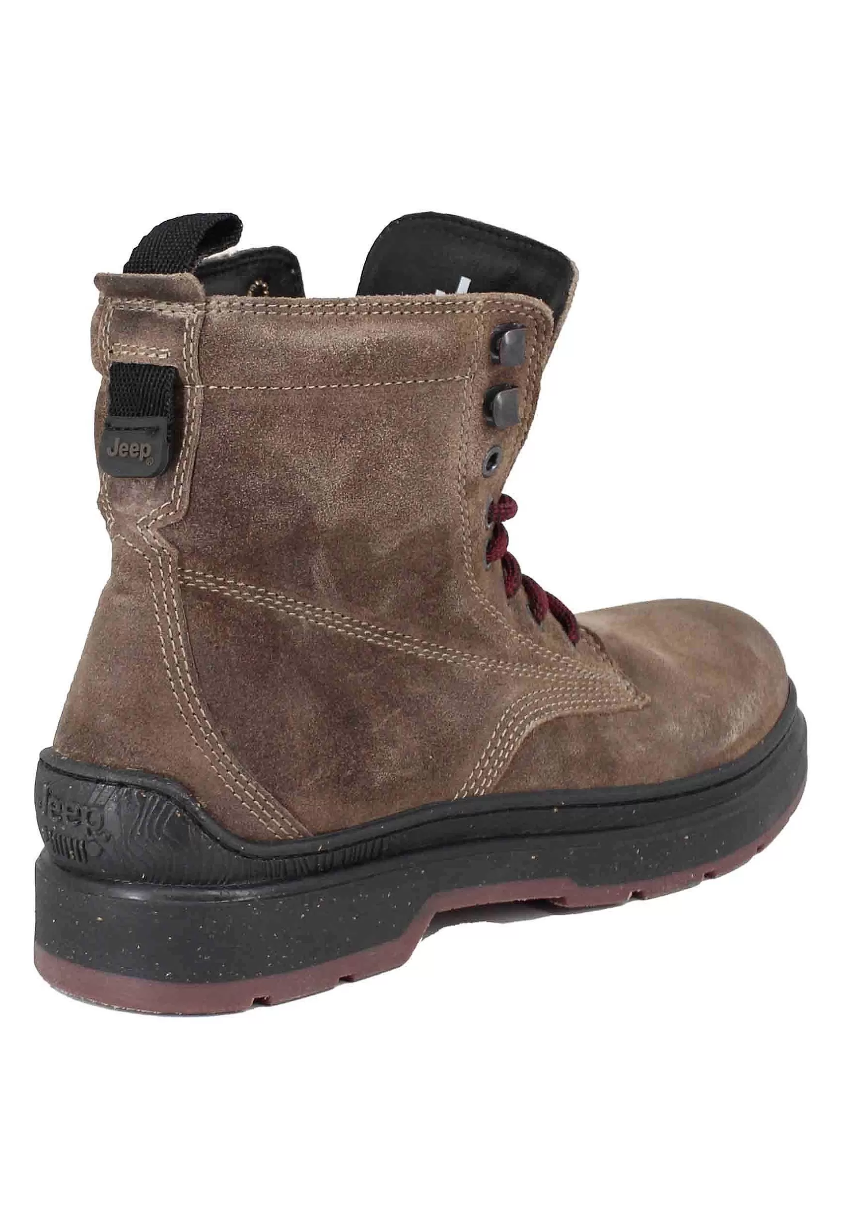 Stivaletti Anfibi Uomo In Camoscio Vintage Taupe Red Rock Boot Suede*Jeep Cheap