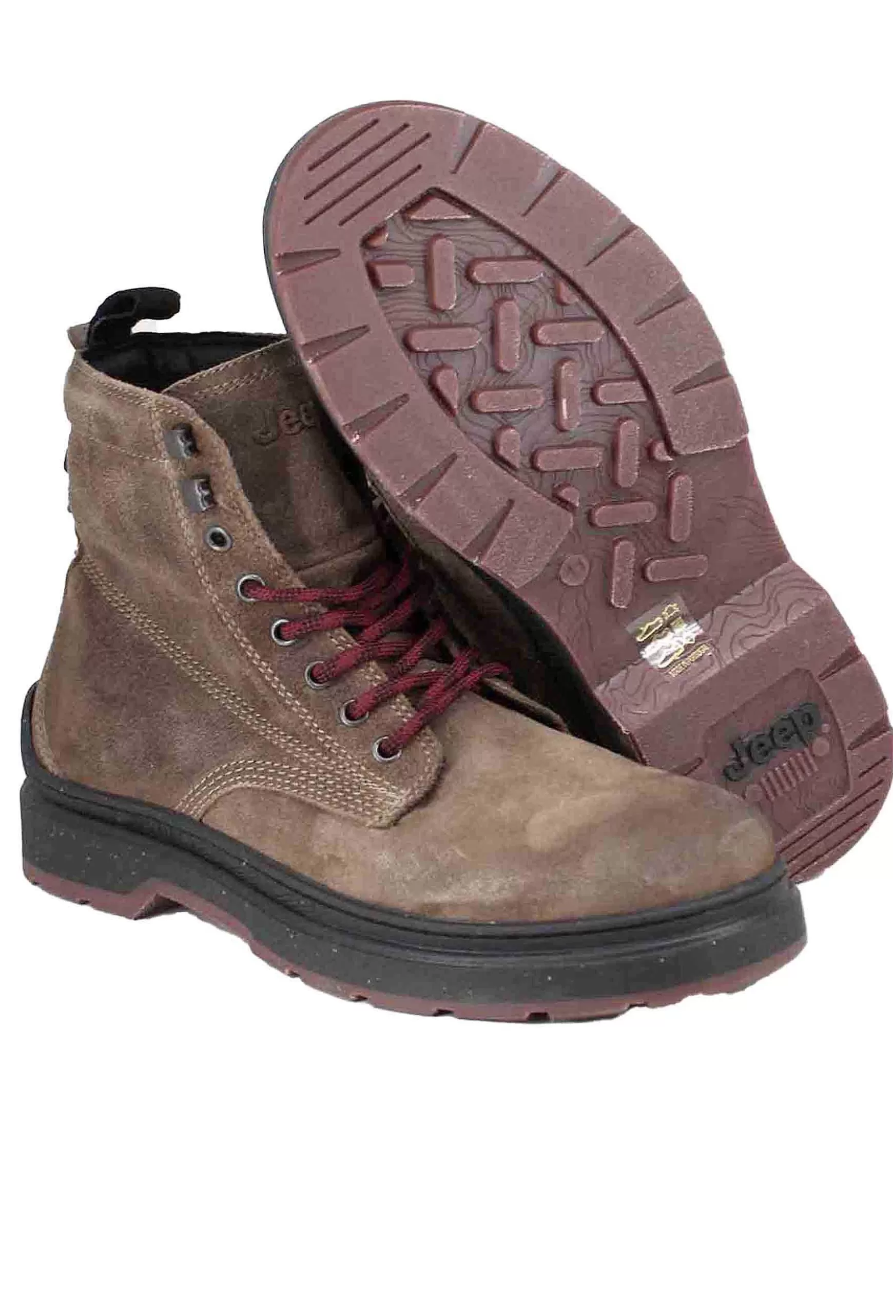 Stivaletti Anfibi Uomo In Camoscio Vintage Taupe Red Rock Boot Suede*Jeep Cheap