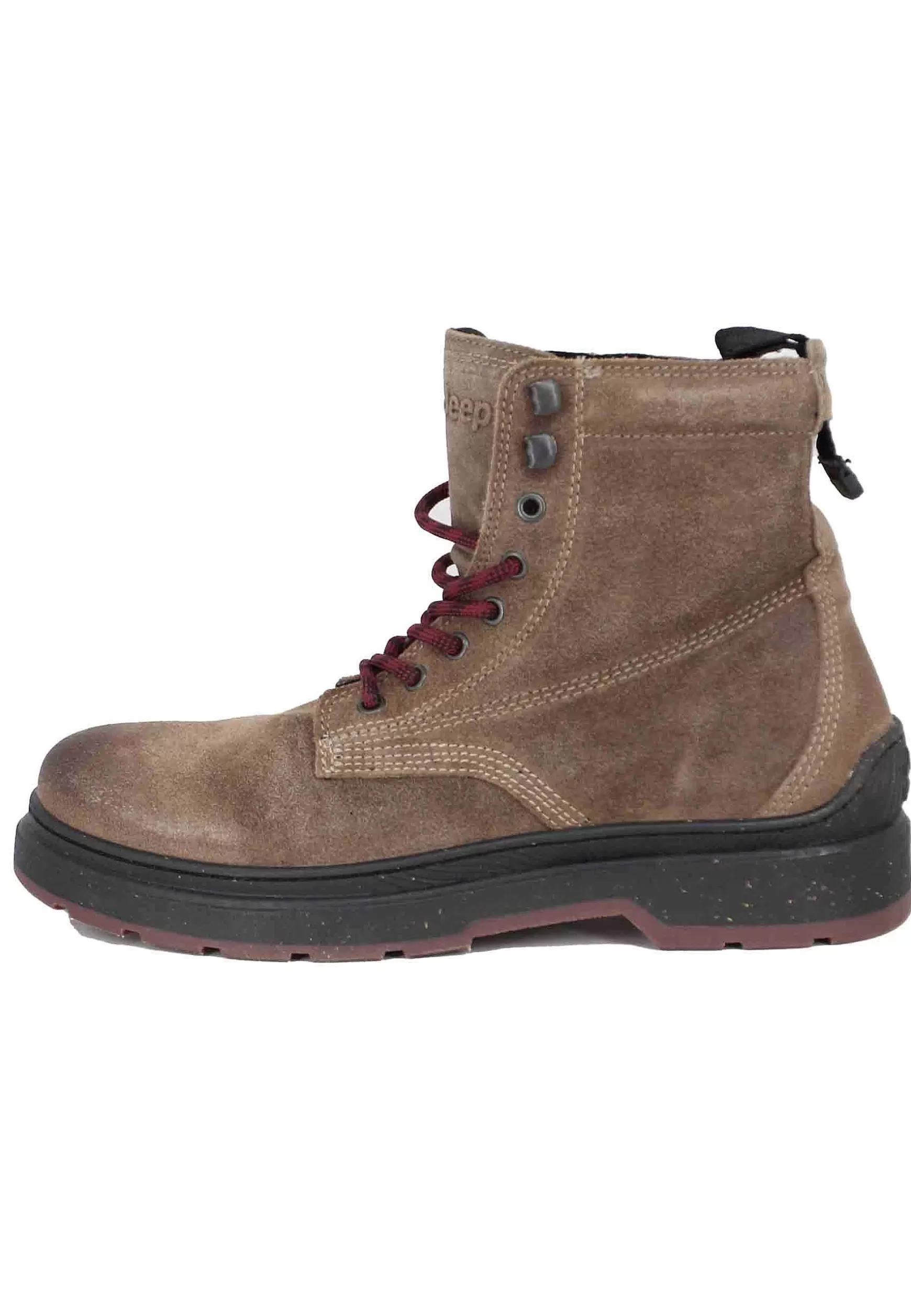 Stivaletti Anfibi Uomo In Camoscio Vintage Taupe Red Rock Boot Suede*Jeep Cheap