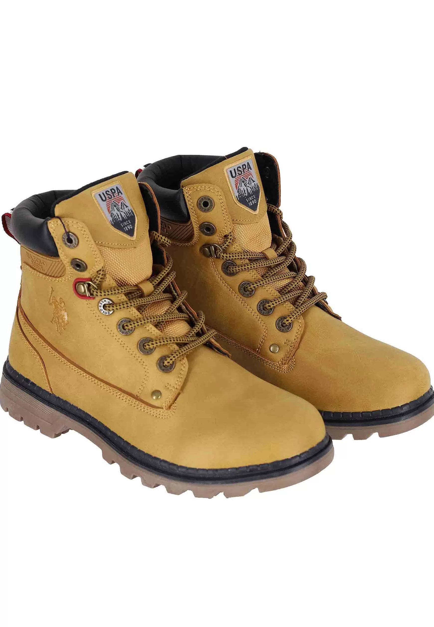 Stivaletti Anfibi Uomo In Eco Pelle Miele Con Suola Carrarmato*U.S. Polo Assn Sale