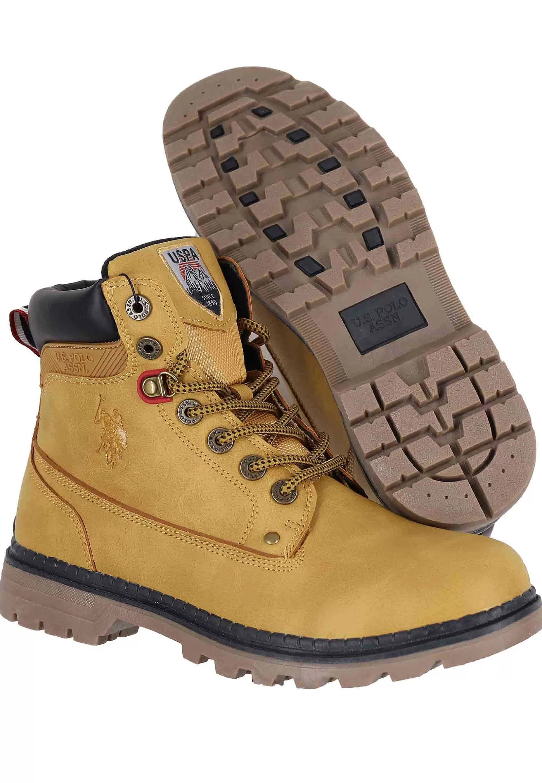 Stivaletti Anfibi Uomo In Eco Pelle Miele Con Suola Carrarmato*U.S. Polo Assn Sale
