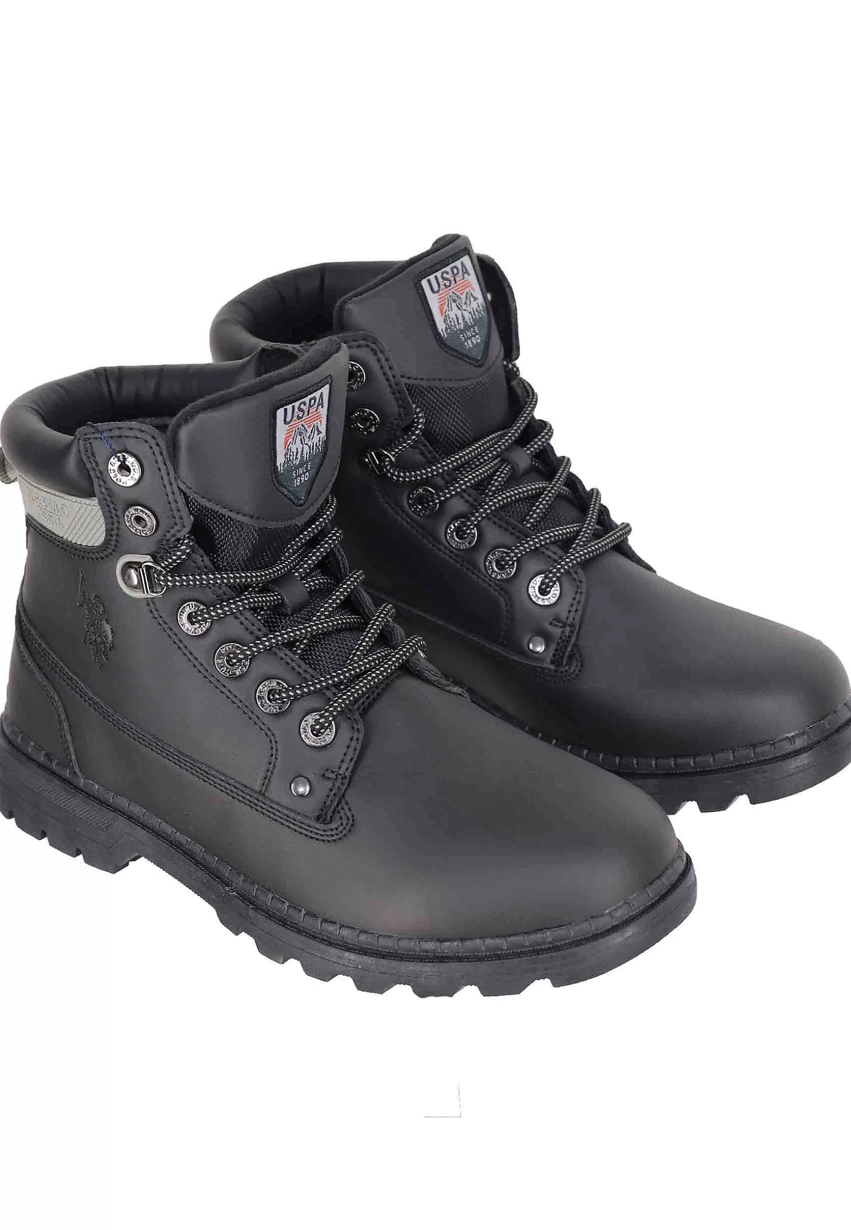 Stivaletti Anfibi Uomo In Eco Pelle Nero Con Suola Carrarmato*U.S. Polo Assn Cheap