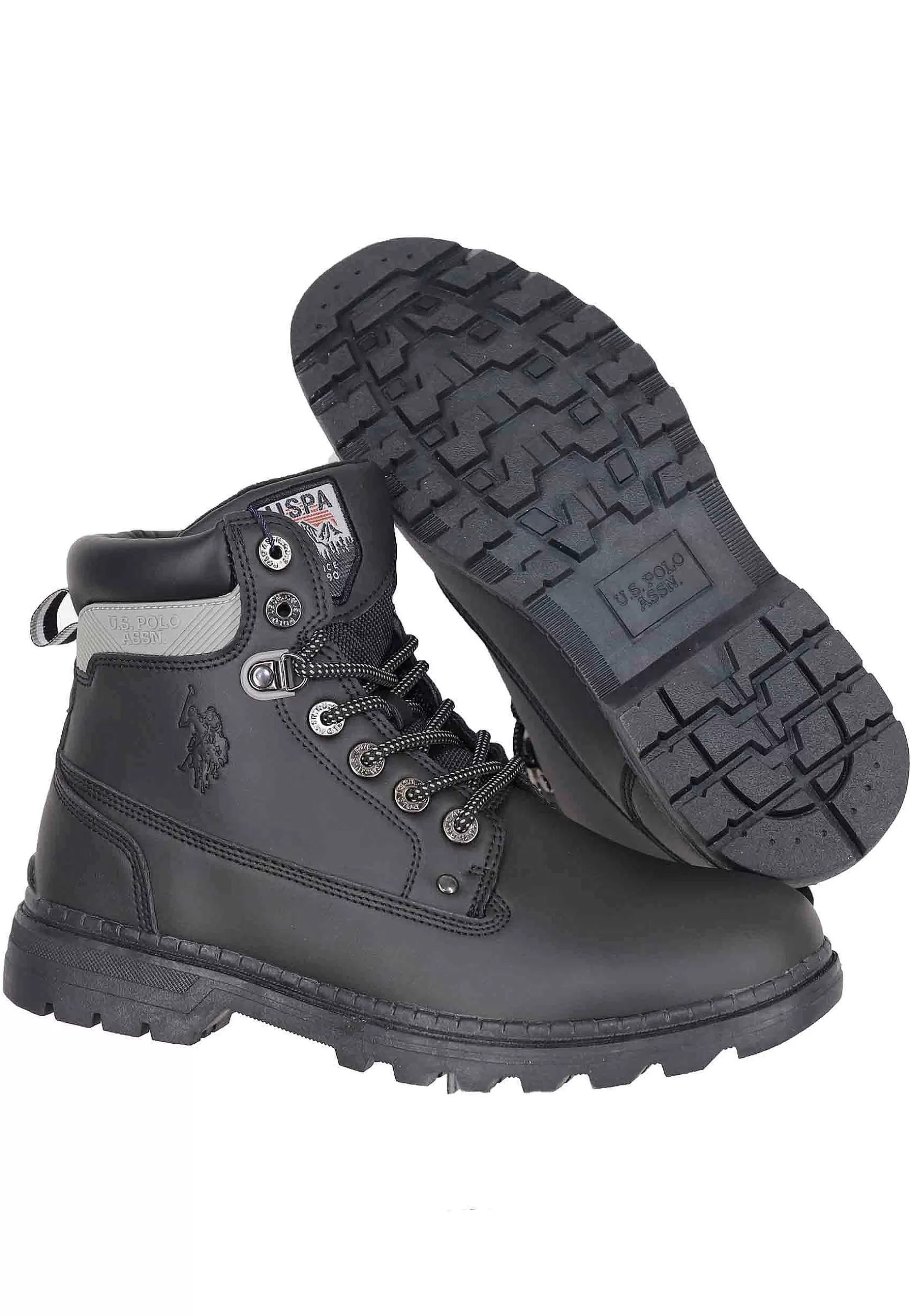 Stivaletti Anfibi Uomo In Eco Pelle Nero Con Suola Carrarmato*U.S. Polo Assn Cheap