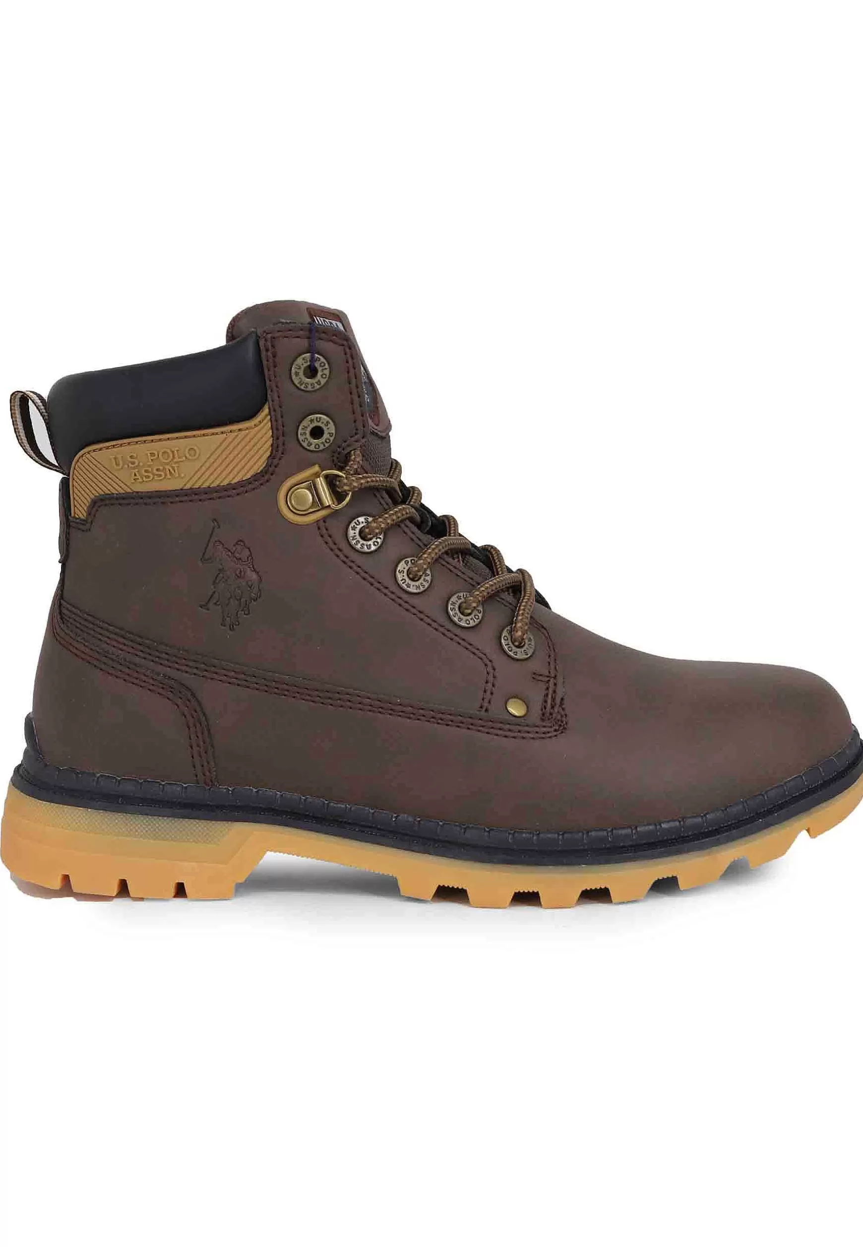 Stivaletti Anfibi Uomo In Eco Pelle Testa Di Moro Con Suola Carrarmato*U.S. Polo Assn New