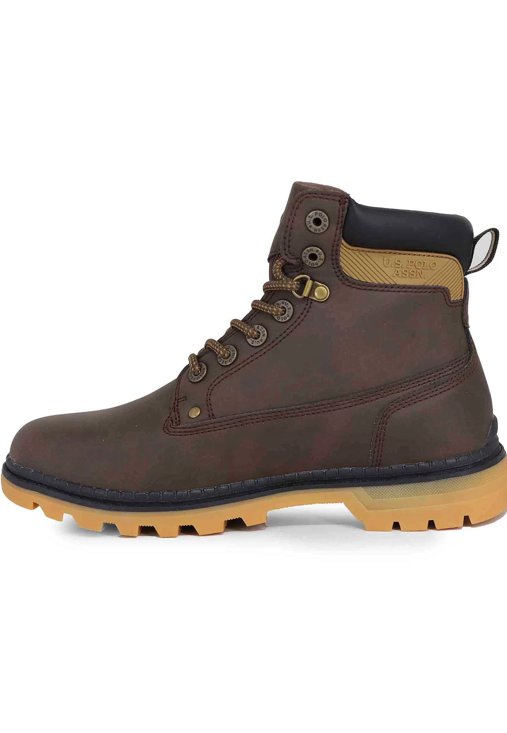 Stivaletti Anfibi Uomo In Eco Pelle Testa Di Moro Con Suola Carrarmato*U.S. Polo Assn New