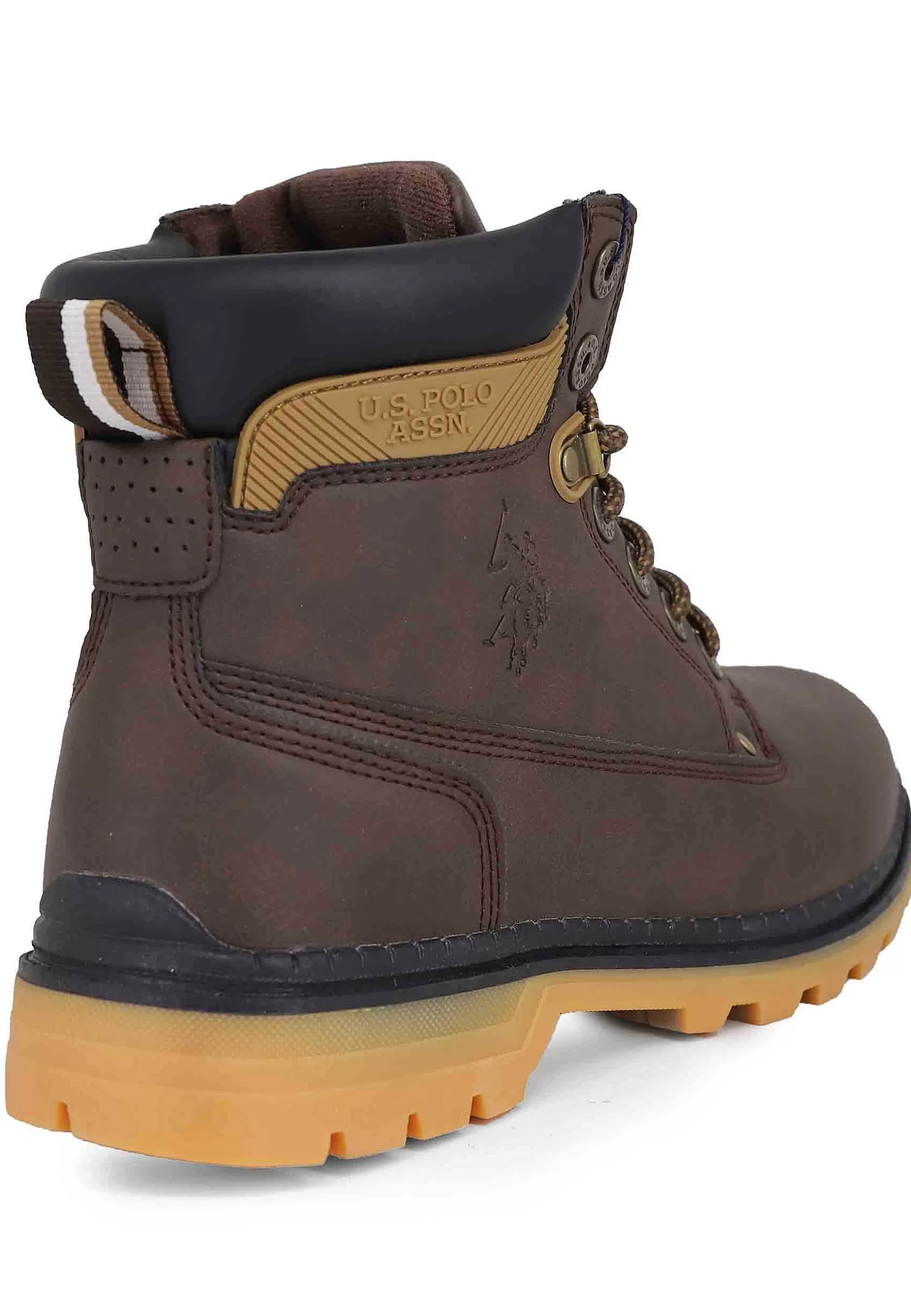 Stivaletti Anfibi Uomo In Eco Pelle Testa Di Moro Con Suola Carrarmato*U.S. Polo Assn New
