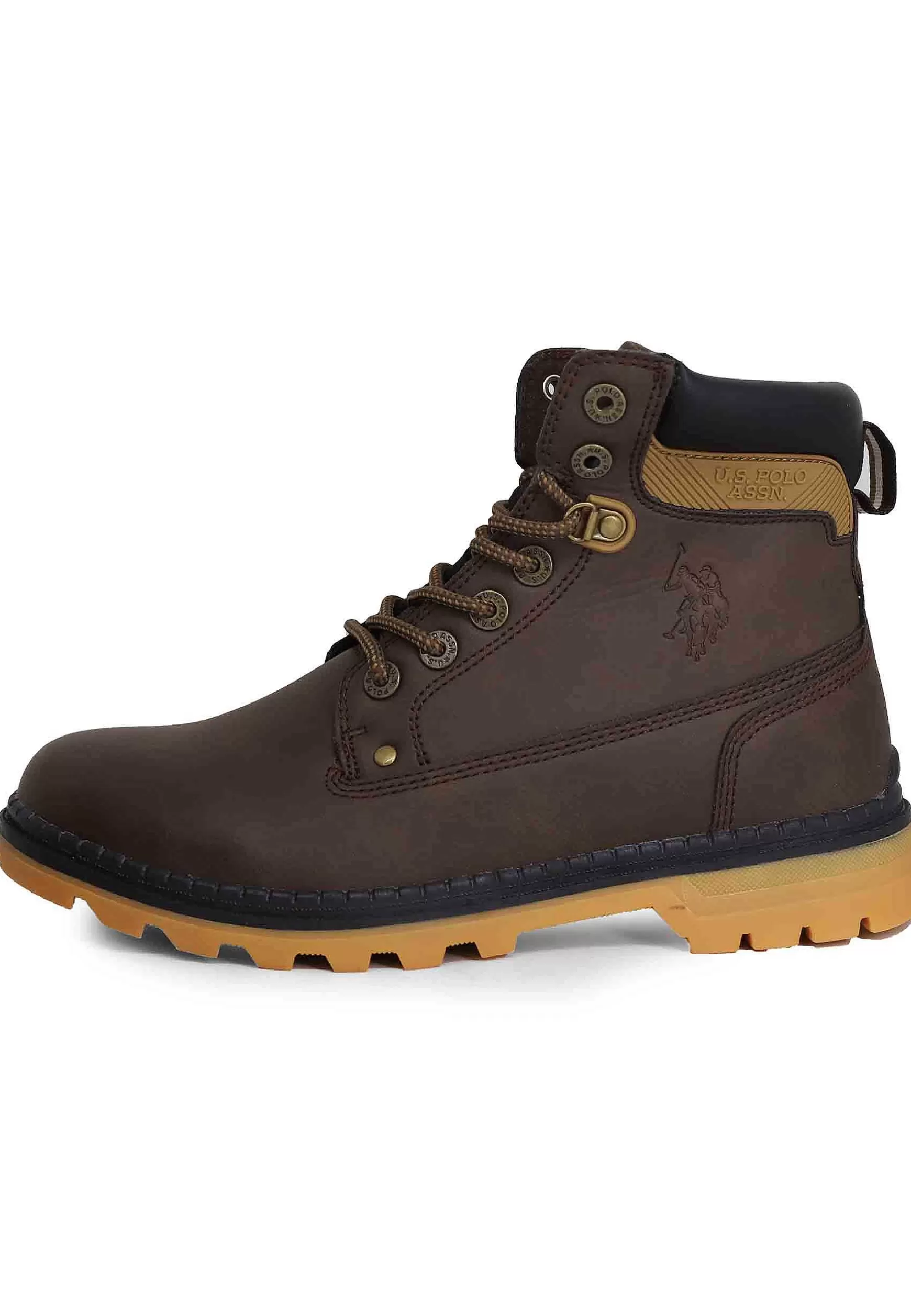 Stivaletti Anfibi Uomo In Eco Pelle Testa Di Moro Con Suola Carrarmato*U.S. Polo Assn New