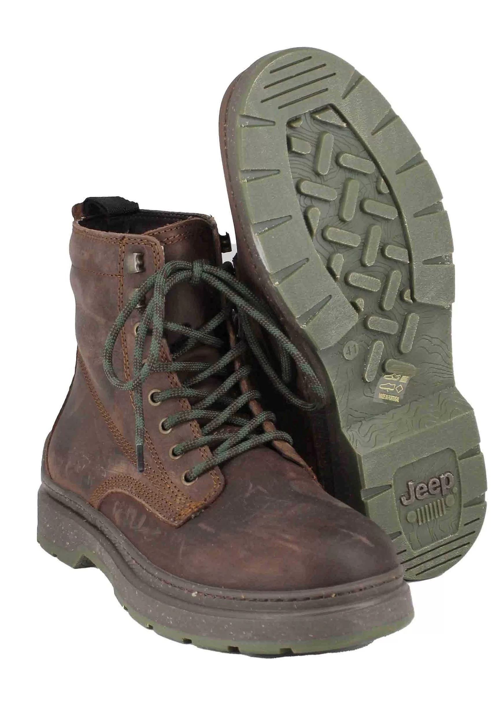 Stivaletti Anfibi Uomo In Pelle Vintage Marrone Red Rock Boot*Jeep Hot