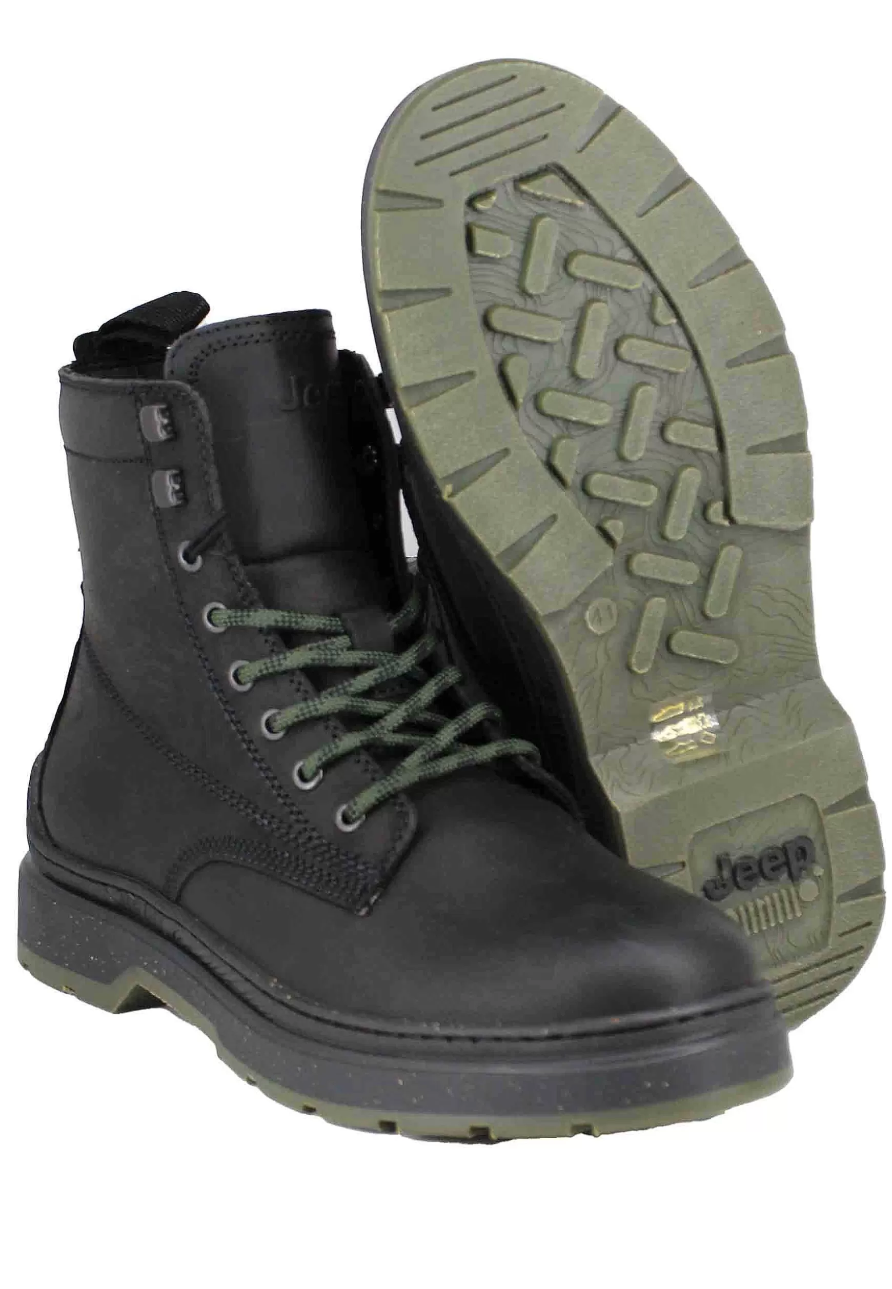 Stivaletti Anfibi Uomo In Pelle Vintage Nera Red Rock Boot*Jeep Flash Sale
