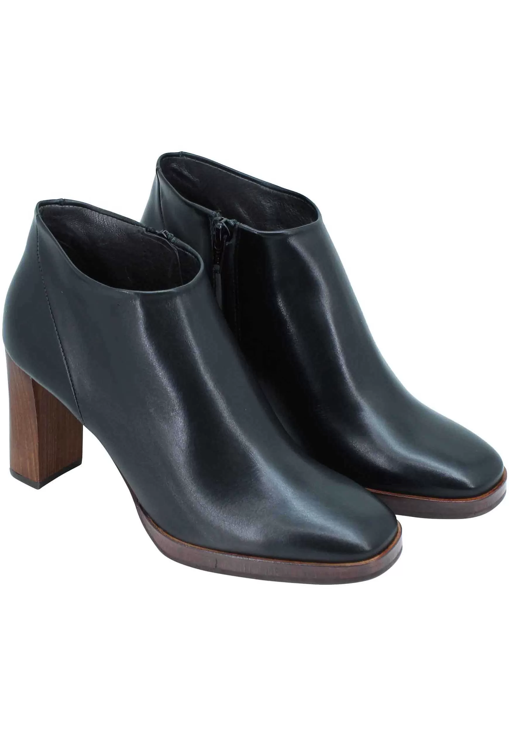 Stivaletti Ankle Boot Donna In Pelle Nera Tacco Alto E Plateau*Zinda Best Sale