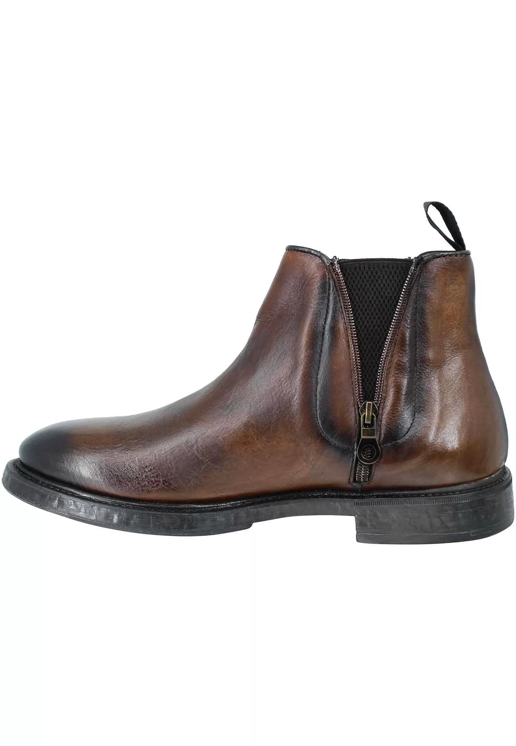 Stivaletti Bealtles In Pelle Cuoio Con Accessorio Fondo In Gomma Punta Tonda** New
