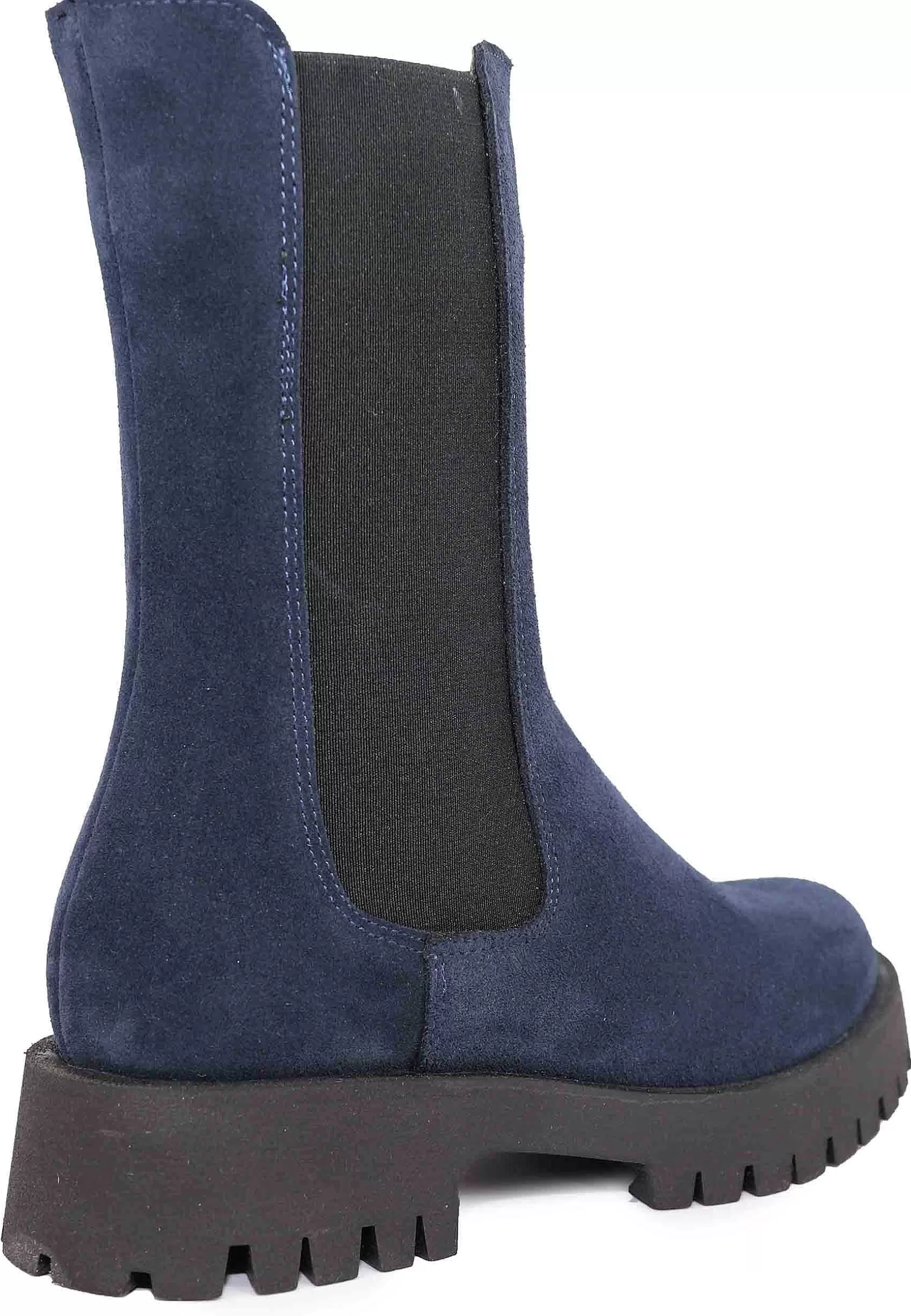Stivaletti Beatles Donna In Camoscio Blu Con Punta Tonda E Suola In Gomma** Cheap