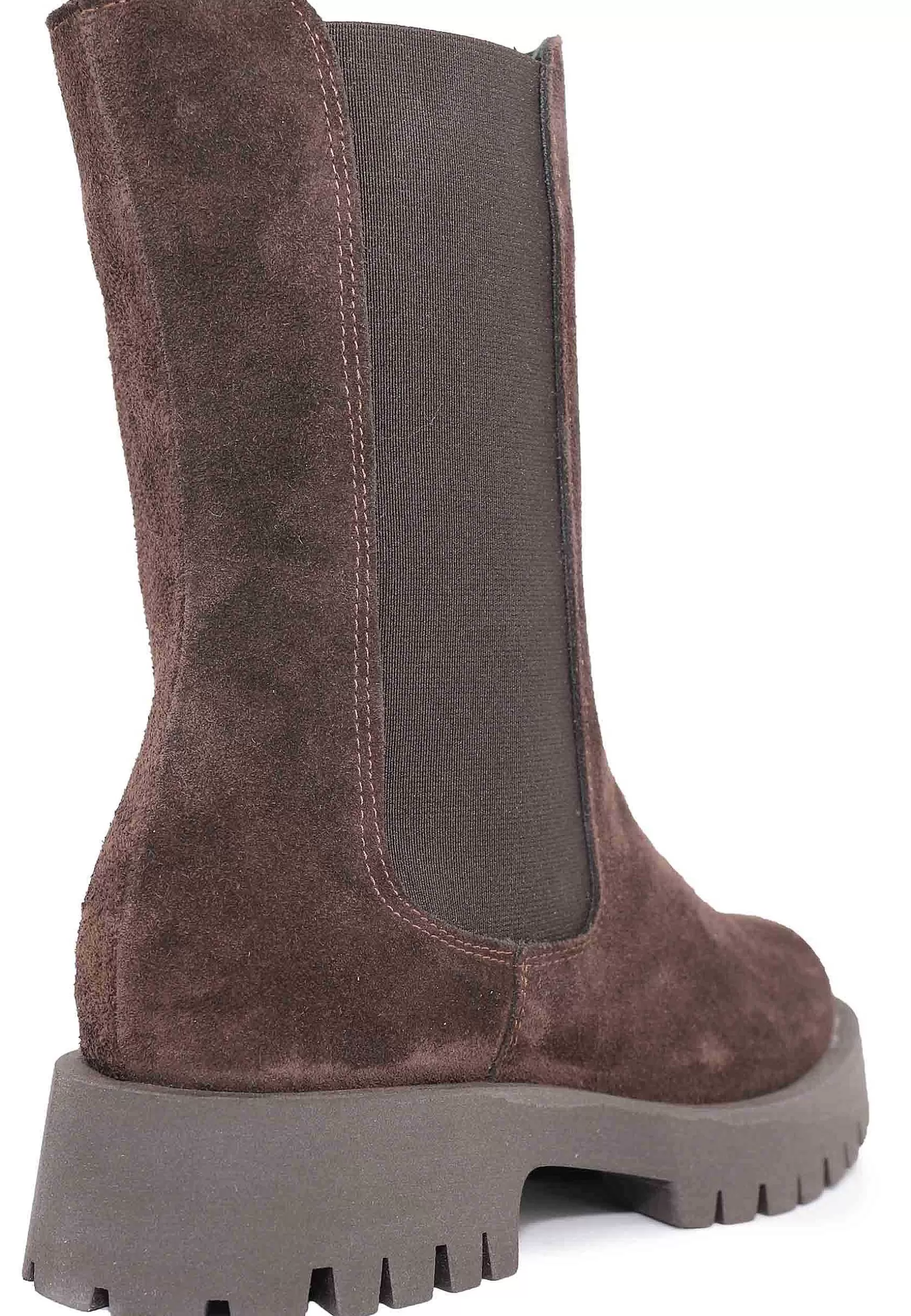 Stivaletti Beatles Donna In Camoscio Marrone Con Punta Tonda E Suola In Gomma** Online