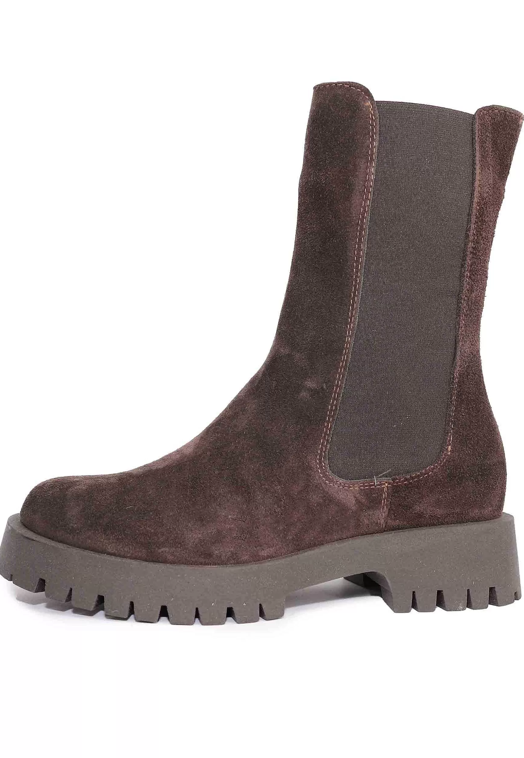 Stivaletti Beatles Donna In Camoscio Marrone Con Punta Tonda E Suola In Gomma** Online