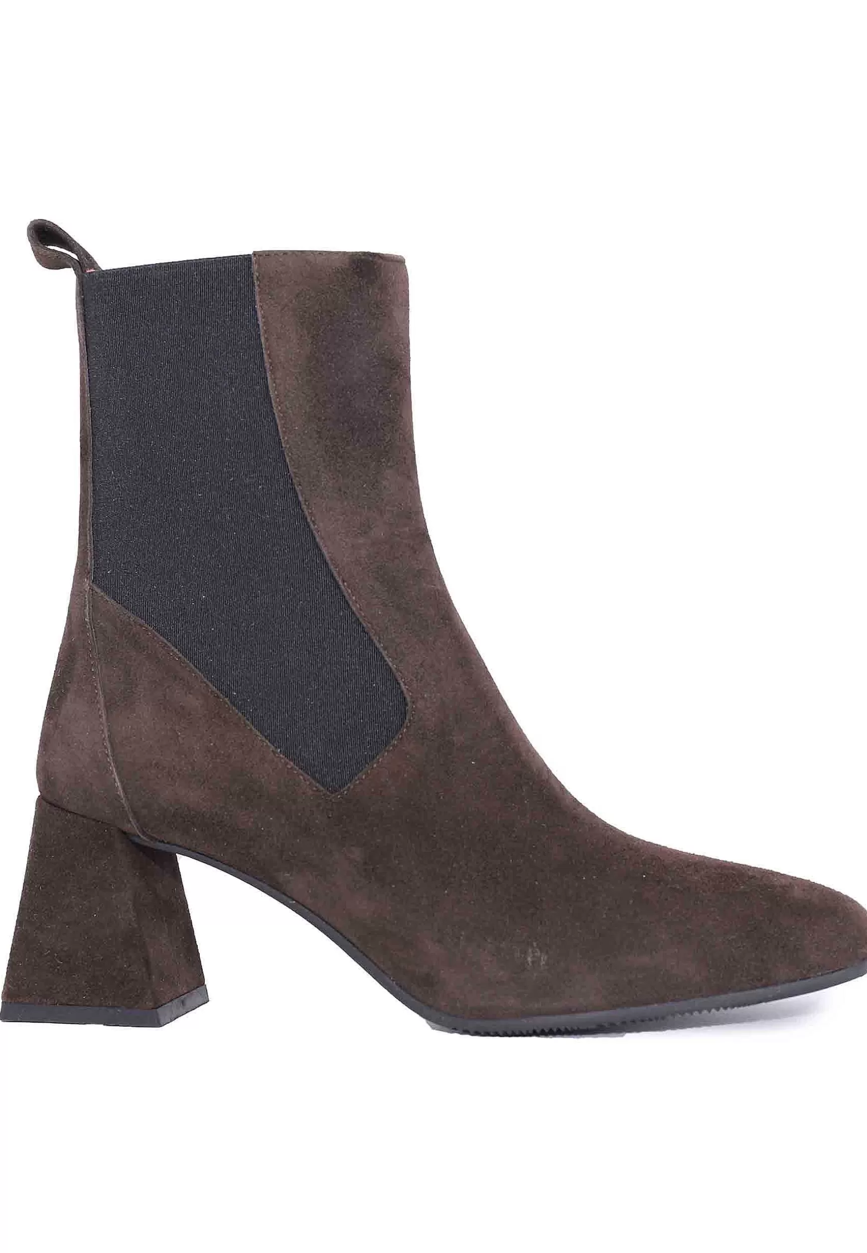 Stivaletti Beatles Donna In Camoscio Marrone Con Tacco Alto E Punta Quadra** Discount