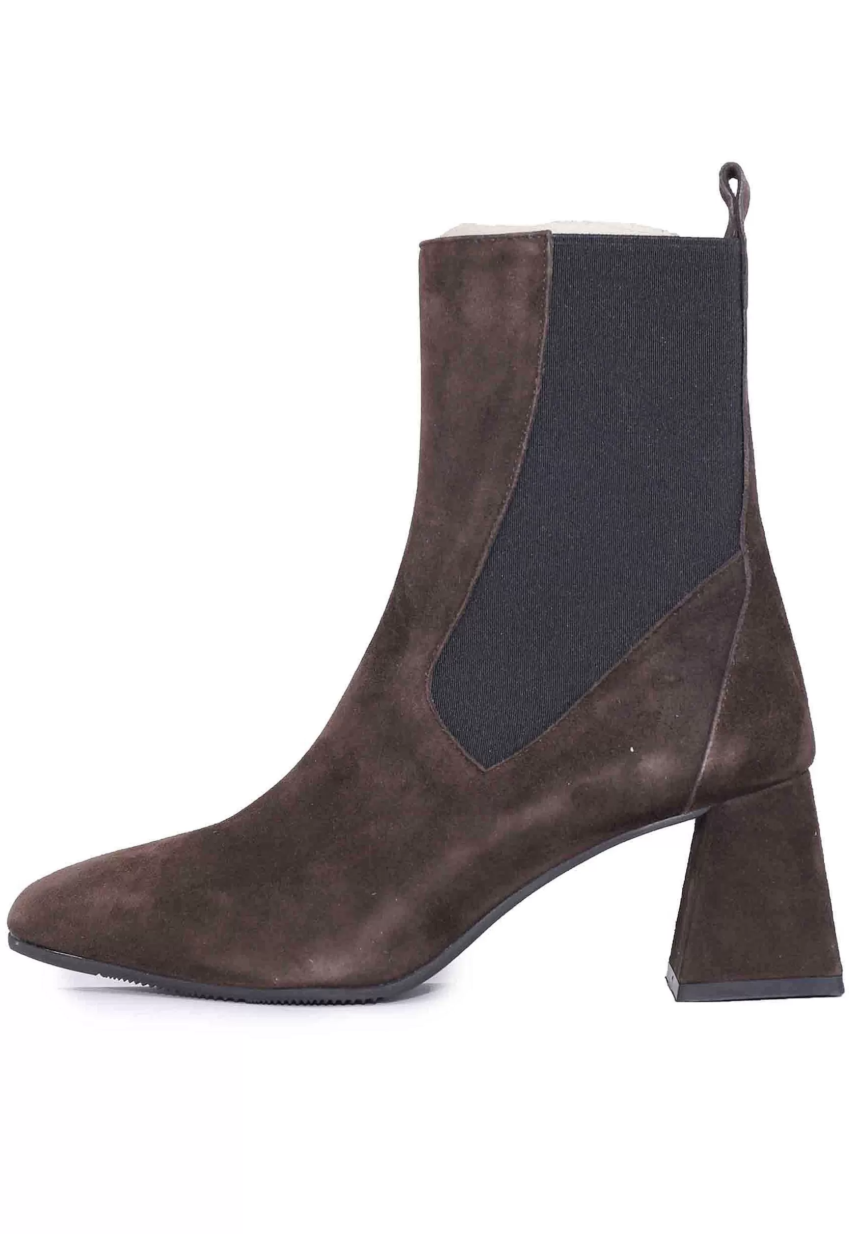Stivaletti Beatles Donna In Camoscio Marrone Con Tacco Alto E Punta Quadra** Discount
