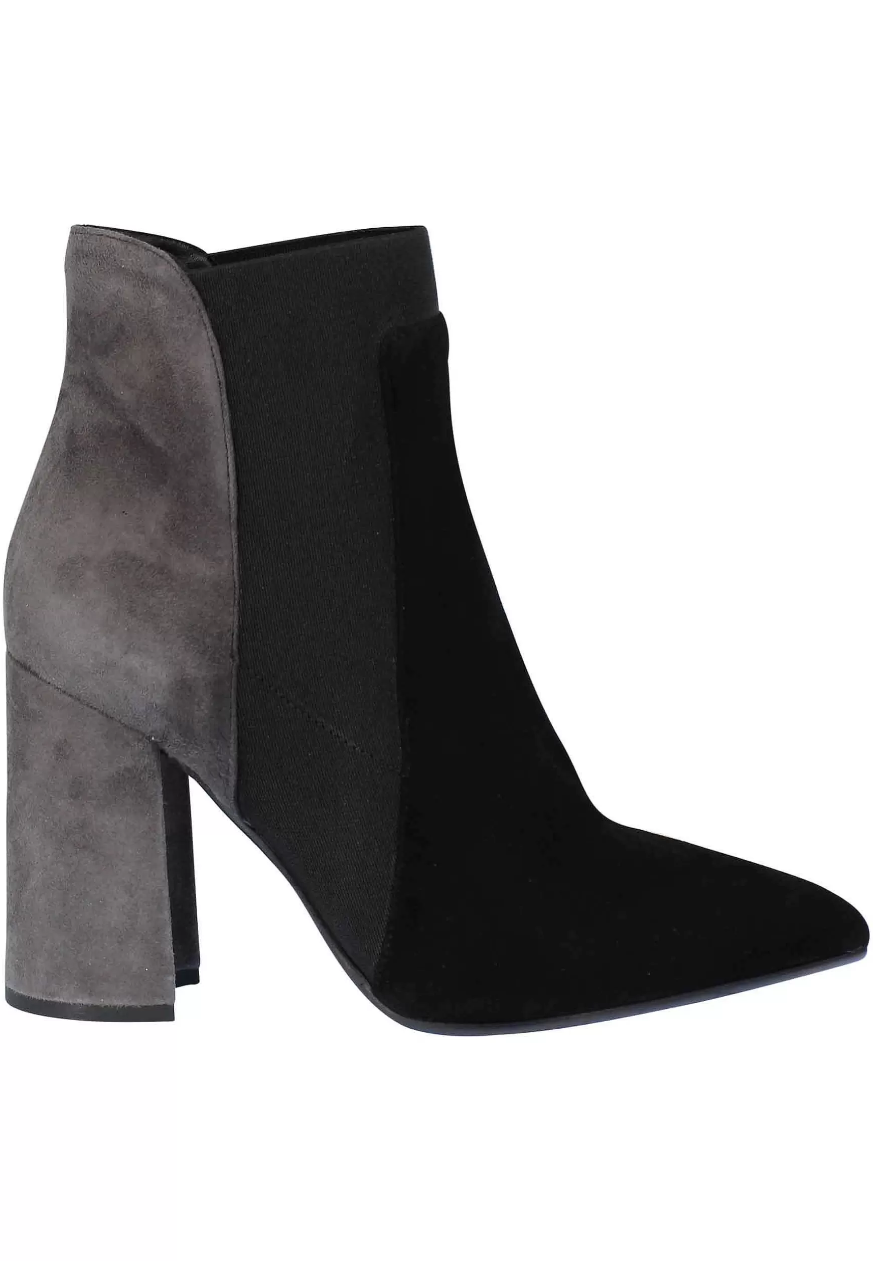 Stivaletti Beatles Donna In Camoscio Nero Con Punta A Punta A Tacco Alto** Sale