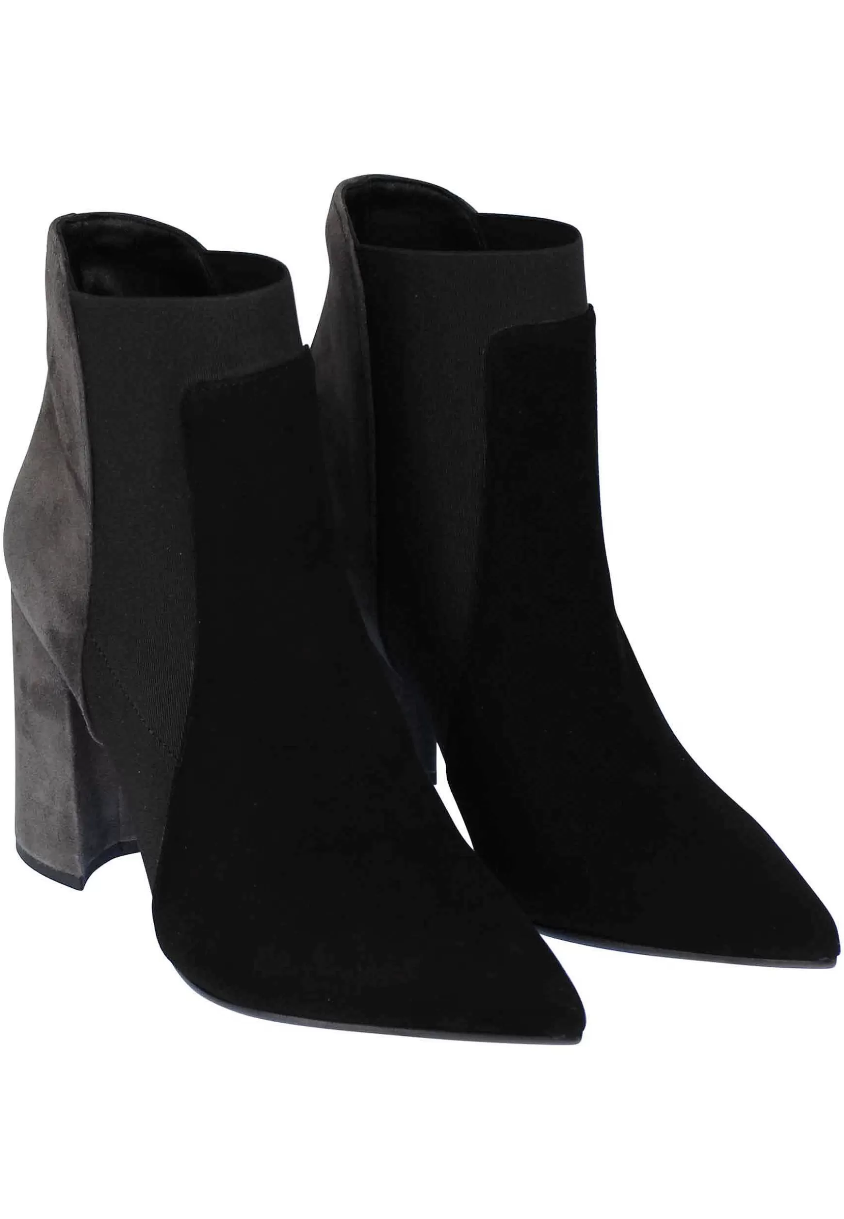 Stivaletti Beatles Donna In Camoscio Nero Con Punta A Punta A Tacco Alto** Sale