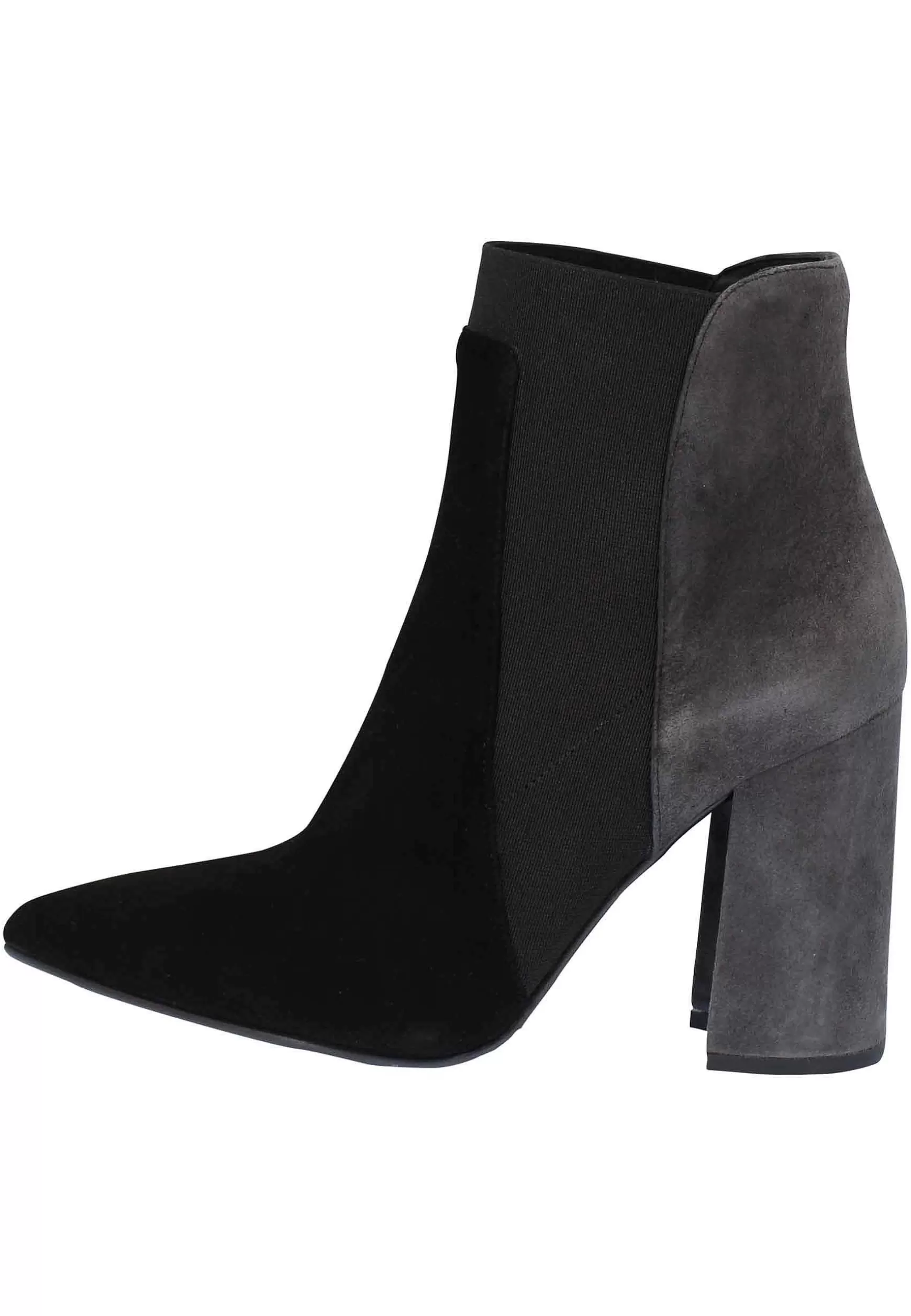 Stivaletti Beatles Donna In Camoscio Nero Con Punta A Punta A Tacco Alto** Sale