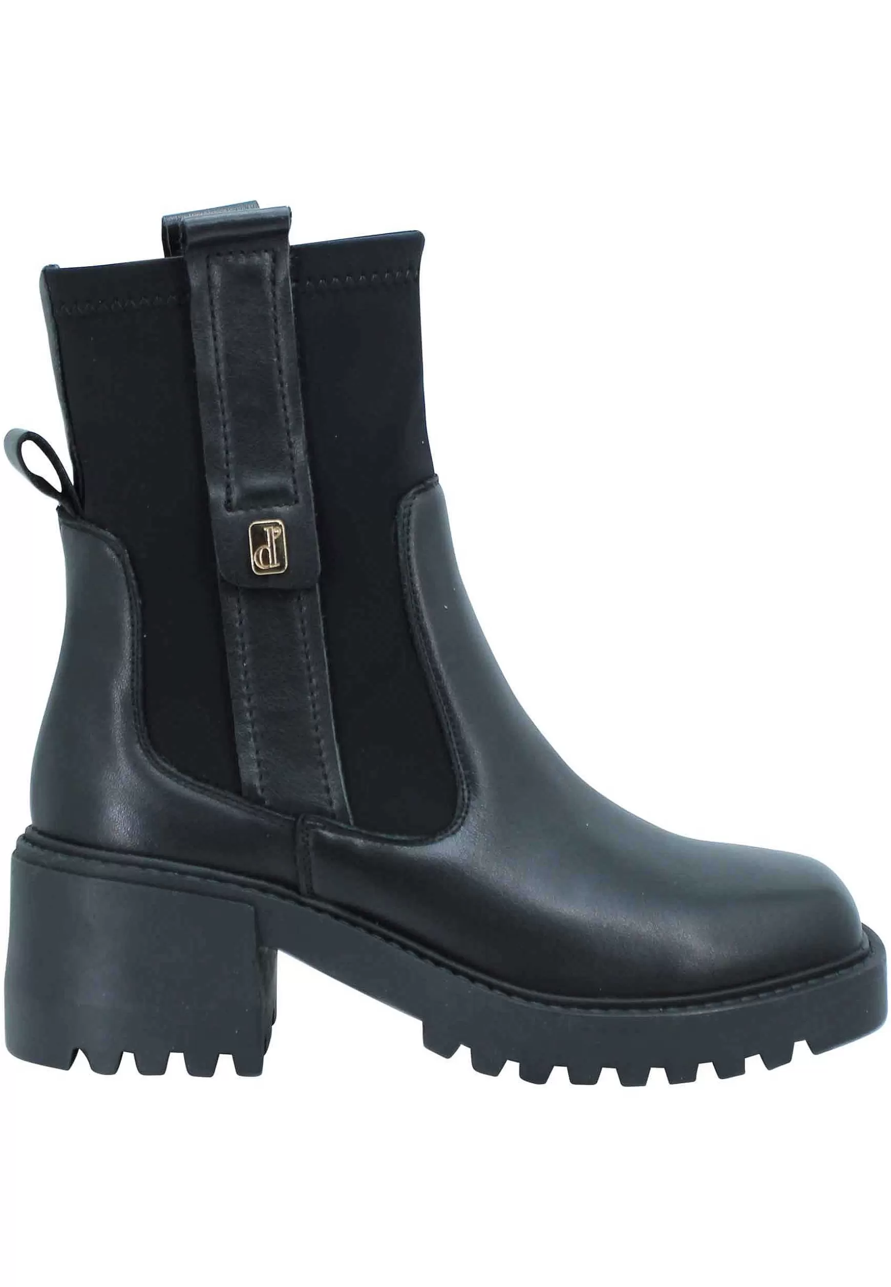 Stivaletti Beatles Donna In Pelle Nera Con Calza Elastica E Punta Quadra*Manufacture D Shop